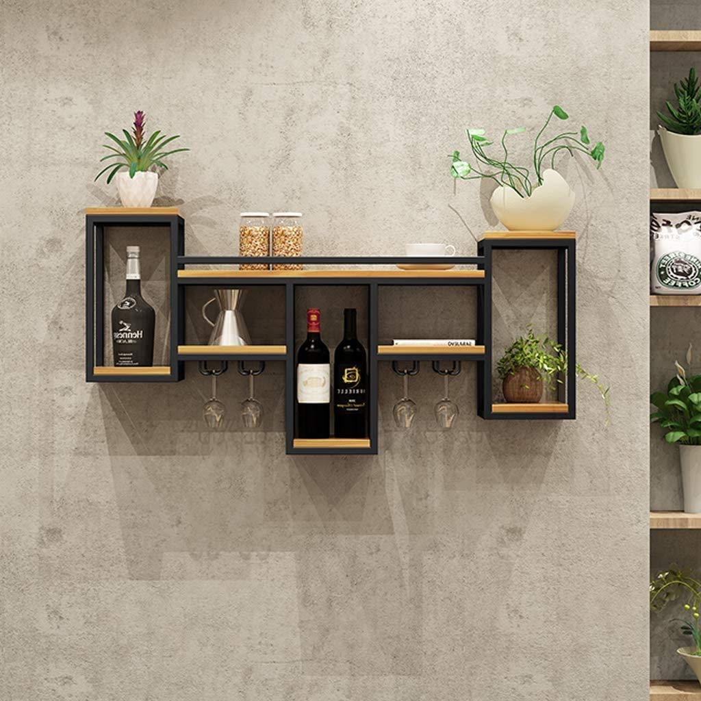 Wall Mounted Wine Rack Organizer - Metal & Wood Wine Bottle Holder for Kitchen, Bar & Dining Room - Perfect for Storing Wine Bottles, Glasses & Stemware - Ideal for Home Decor, Entertaining & Wine Display