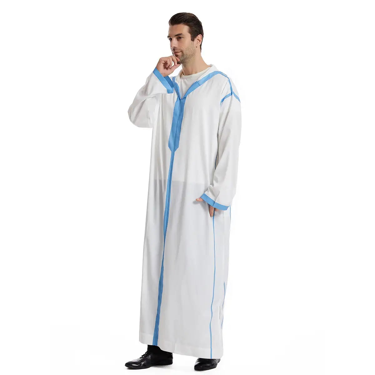 Premium Middle Eastern Arab Men's Hooded Thobe - Traditional Islamic Long Robe for Prayer, Eid & Special Occasions