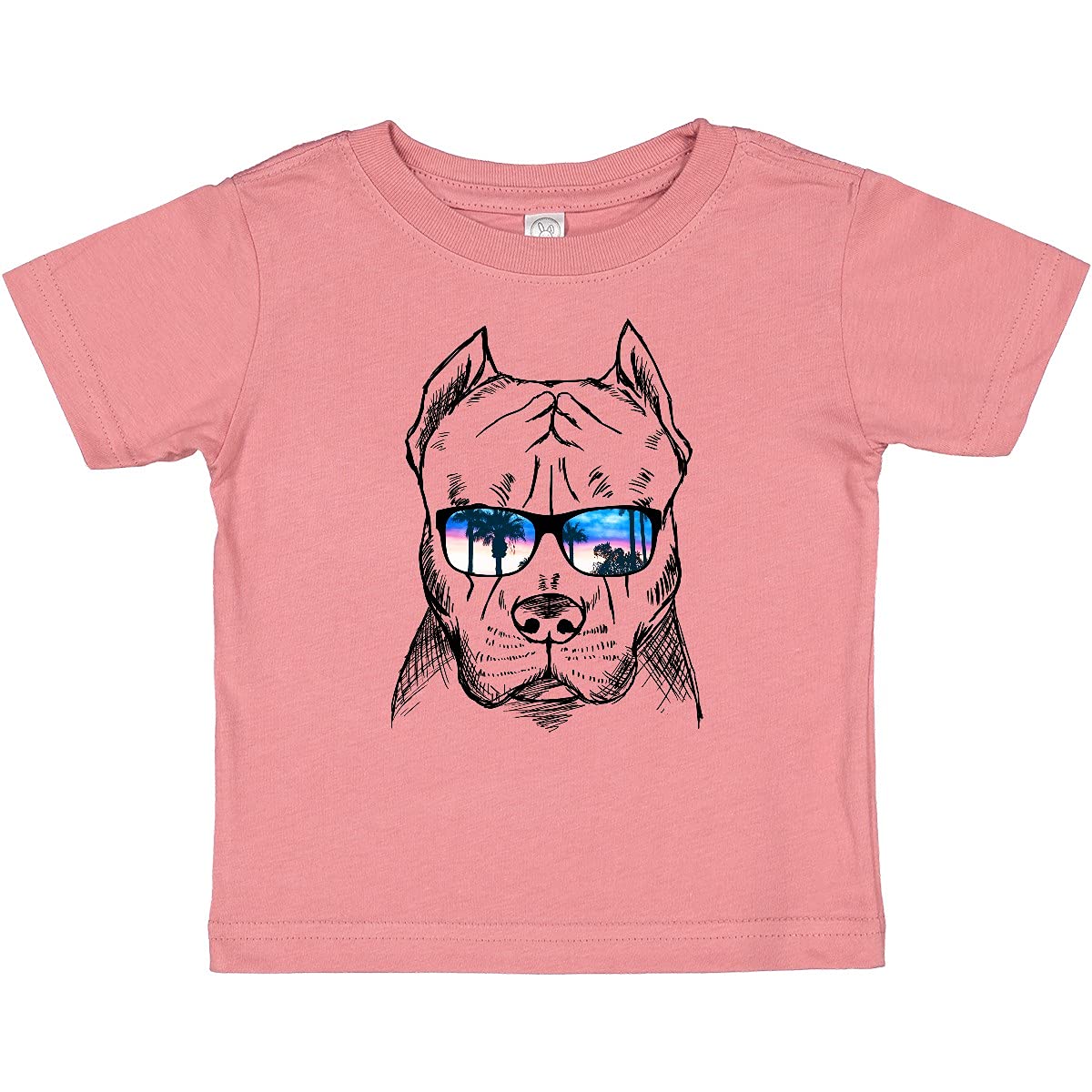 Inktastic Pitbull Sketch Portrait with Sunglasses Baby T-Shirt - Cute Dog Lover Outfit for Boys & Girls - Perfect for Playdates, Birthday Parties & Family Photos