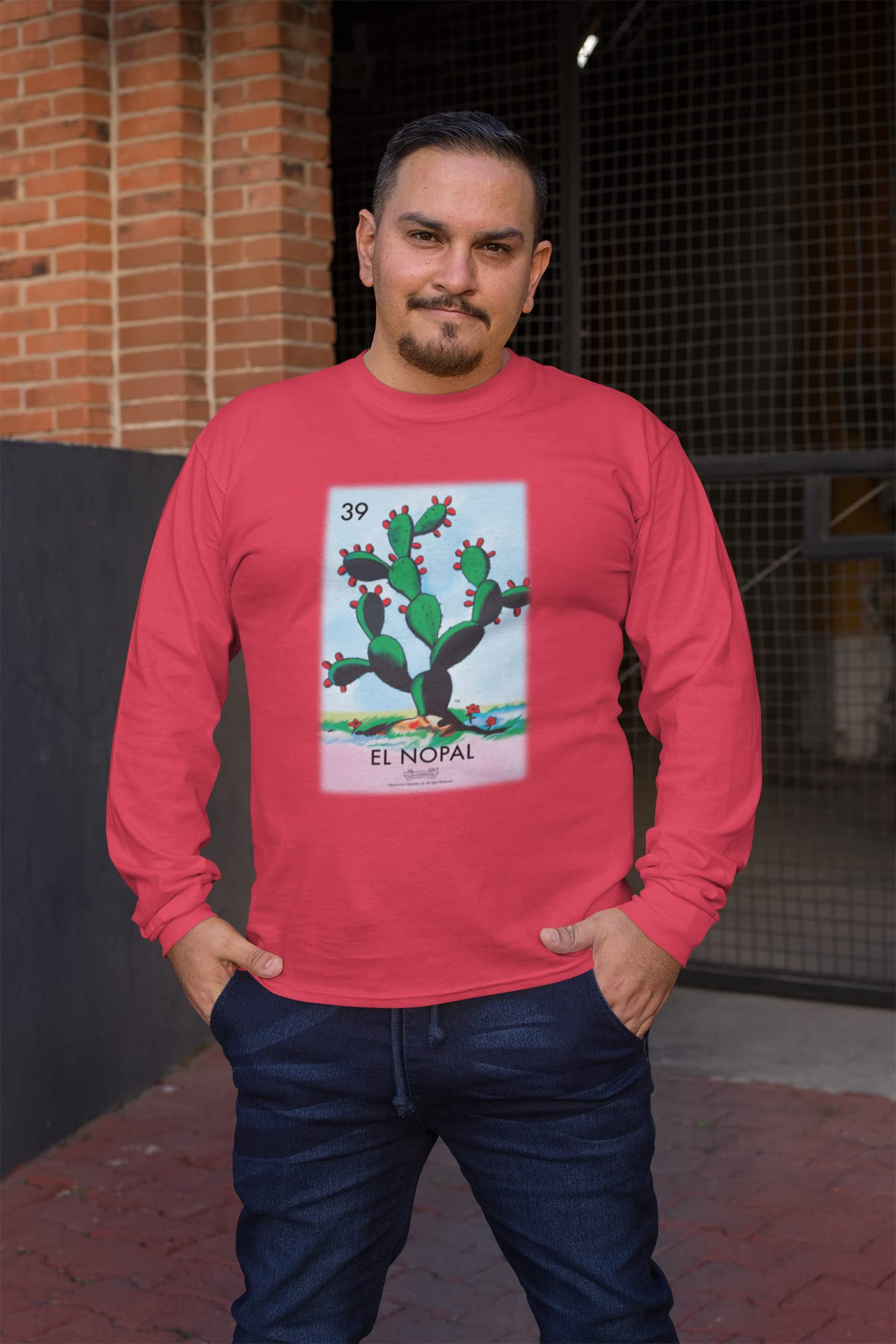 Pop Threads El Nopal Cactus Loteria Card Mexican Graphic T-Shirt for Men - Vintage Latina Style Cotton Tee for Casual Wear, Street Fashion & Hispanic Heritage Celebrations