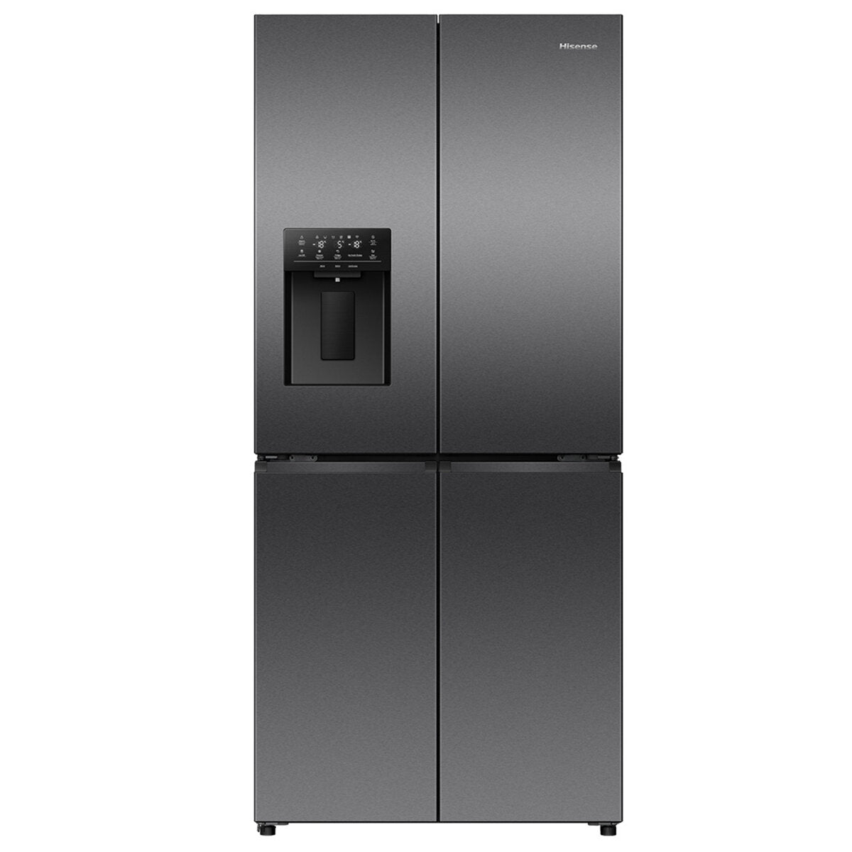 Hisense 483L French Door Refrigerator - Black Steel Finish with Non-Plumbed Ice & Water Dispenser (HRCD483TBW) - Perfect for Modern Kitchens & Open-Concept Living Spaces