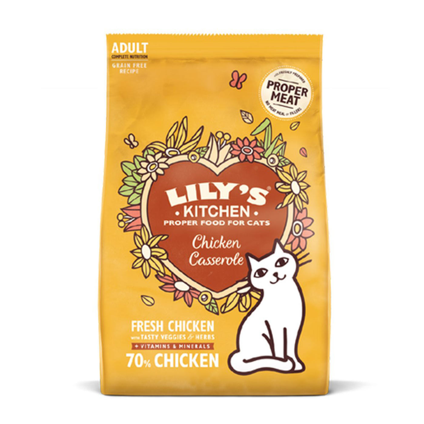 Lily's Kitchen Premium Grain-Free Dry Cat Food with Real Chicken - 2KG Bag for Adult Cats - High Protein, Natural Ingredients - Perfect for Indoor & Outdoor Cats