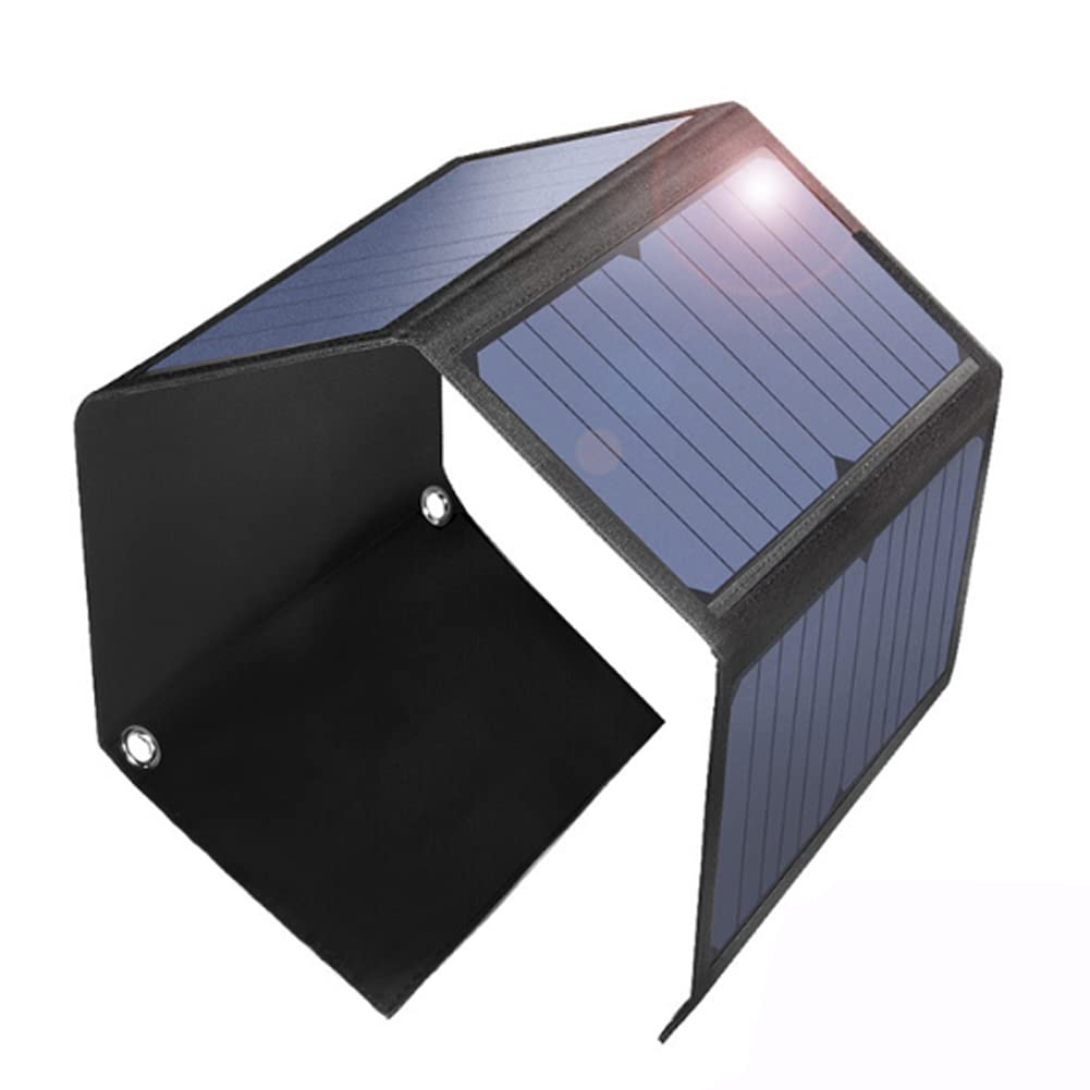 28W Solar Charger with 3 USB Ports - Waterproof & Foldable Solar Panel for Camping, Hiking, Travel - Compatible with iPhone, Android Phones, Tablets, Headphones, Speakers - Perfect for Outdoor Adventures, Emergency Power & Off-Grid Charging