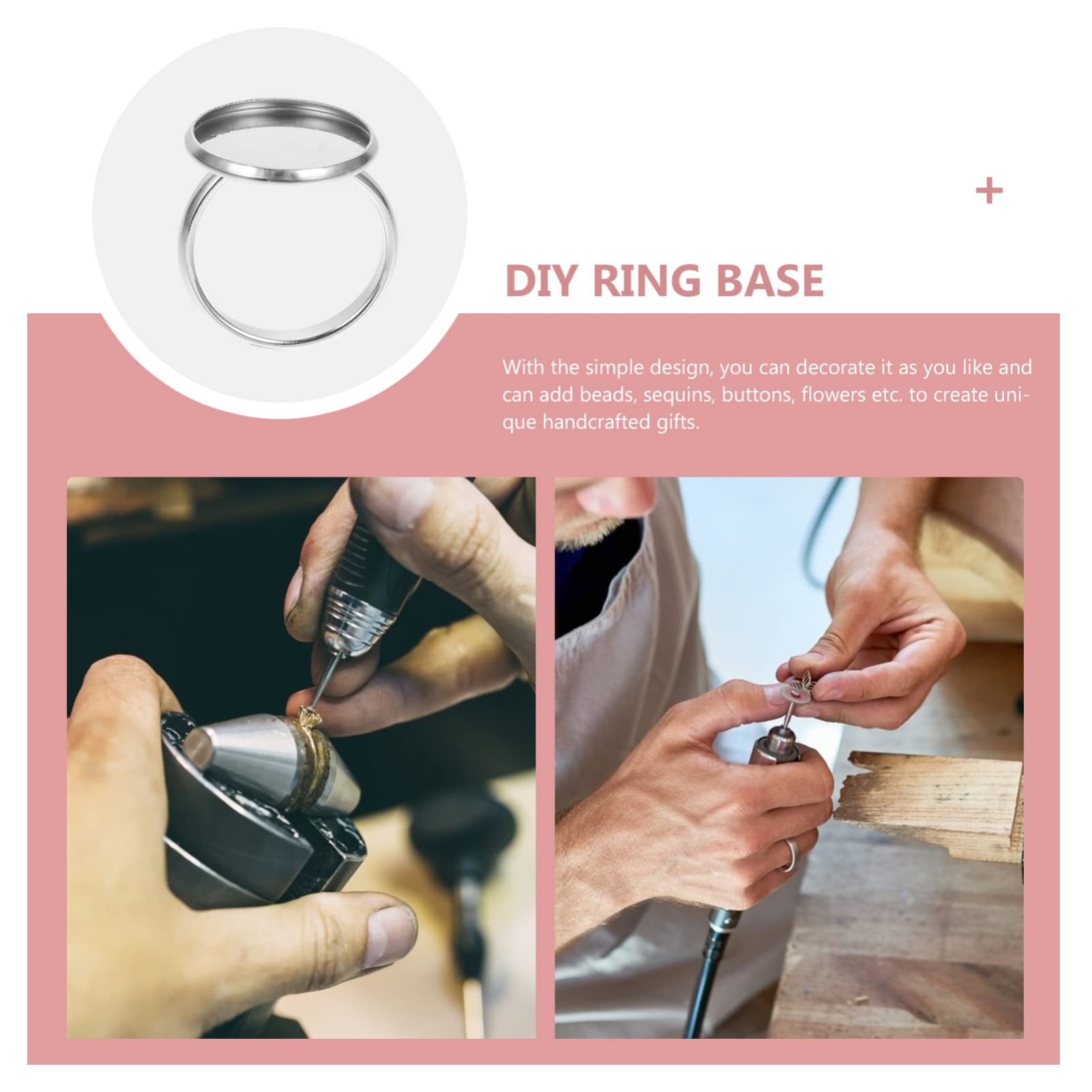 FOMIYES 10pcs Adjustable Ring Holder Tray - Jewelry Making DIY Accessories, Ring Blanks & Bezel Base for Crafting Rings - Perfect for Jewelry Designers, DIY Enthusiasts & Small Business Owners (Great for Wedding, Gift & Handmade Jewelry Projects)
