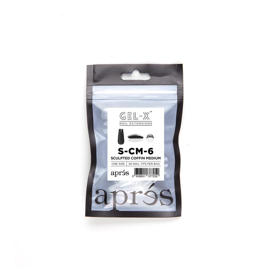Apres Gel X Refill Bags - Sculpted Coffin Medium Size 6 (50 Pcs) | DIY Nail Extension Kit for Salon & Home Manicure | Perfect for Nail Art, Special Occasions & Professional Use