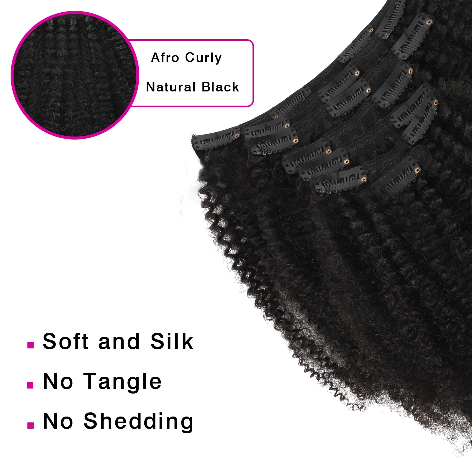 Sassina 22 Inch Double Wefts Afro Curly Clip-in Human Hair Extensions - 3C/4A Remy Hair with 17 Invisible Seamless Clips (7pcs/120g) for African American & Black Women | Perfect for Daily Styling, Special Occasions & Protective Hairstyles