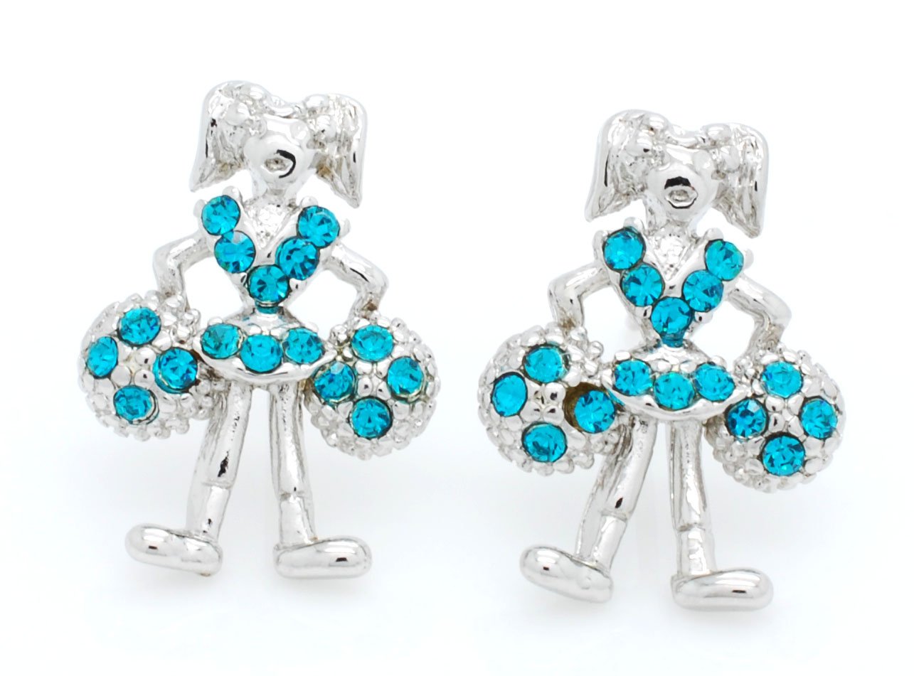 Violet Victoria & Fan Star Cheerleader Earrings - Sparkly Post Earrings for Cheerleading, Dance Competitions & Game Day Spirit Accessories