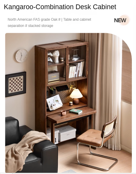 Solid Oak & Black Walnut Wood Computer Desk - Study Table with Bookshelf for Home Office, Gaming & Workspace Organization