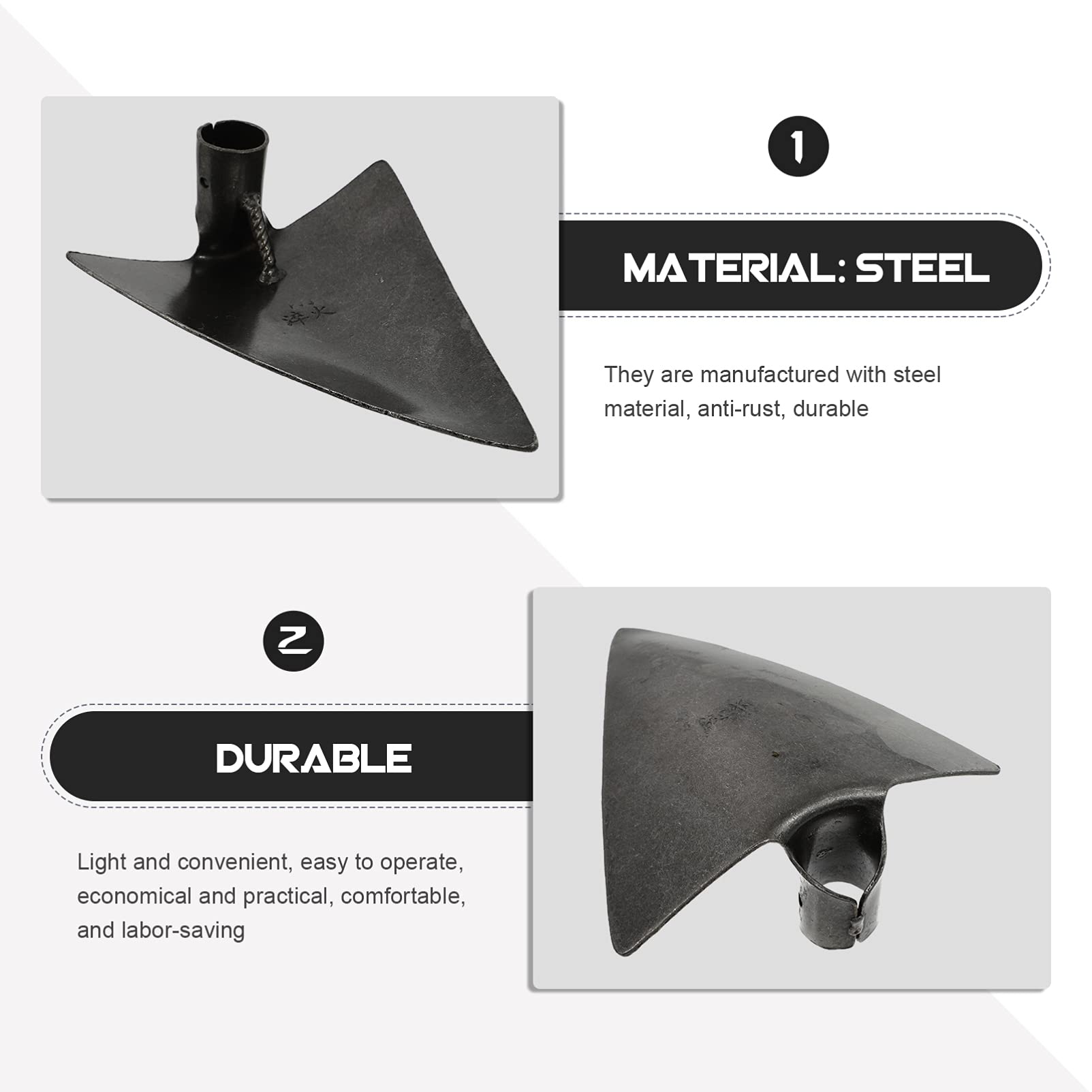 DOITOOL Triangle Hoe Head - Heavy Duty Steel Gardening Hoe for Digging and Weeding - 27x20cm Round Eye Replacement Hoe Head (Black) - Perfect for Vegetable Gardens, Flower Beds, and Farmland Maintenance