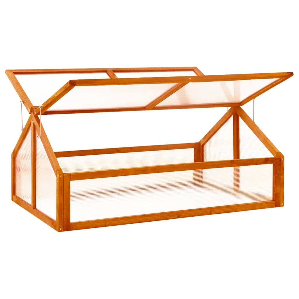 vidaXL Brown Wooden Greenhouse for Outdoor Garden | Firwood Construction with Hinged Lid & Open Bottom | Perfect for Growing Herbs, Vegetables & Flowers | Easy Assembly Required