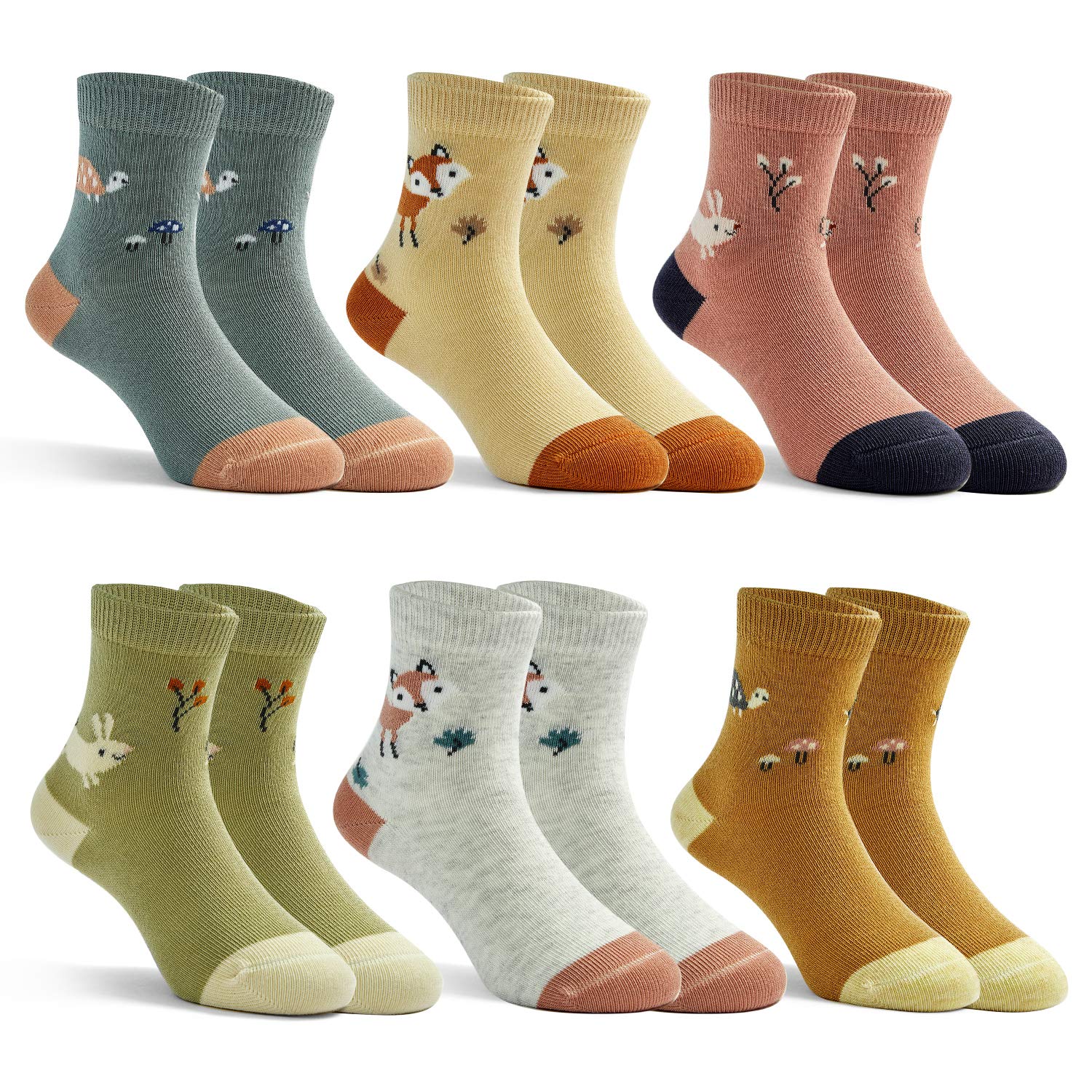 Boys Cotton Socks - 6 Pairs Seamless Toe Crew Socks with Cartoon Designs for Kids | Comfortable & Breathable for School, Sports & Daily Wear