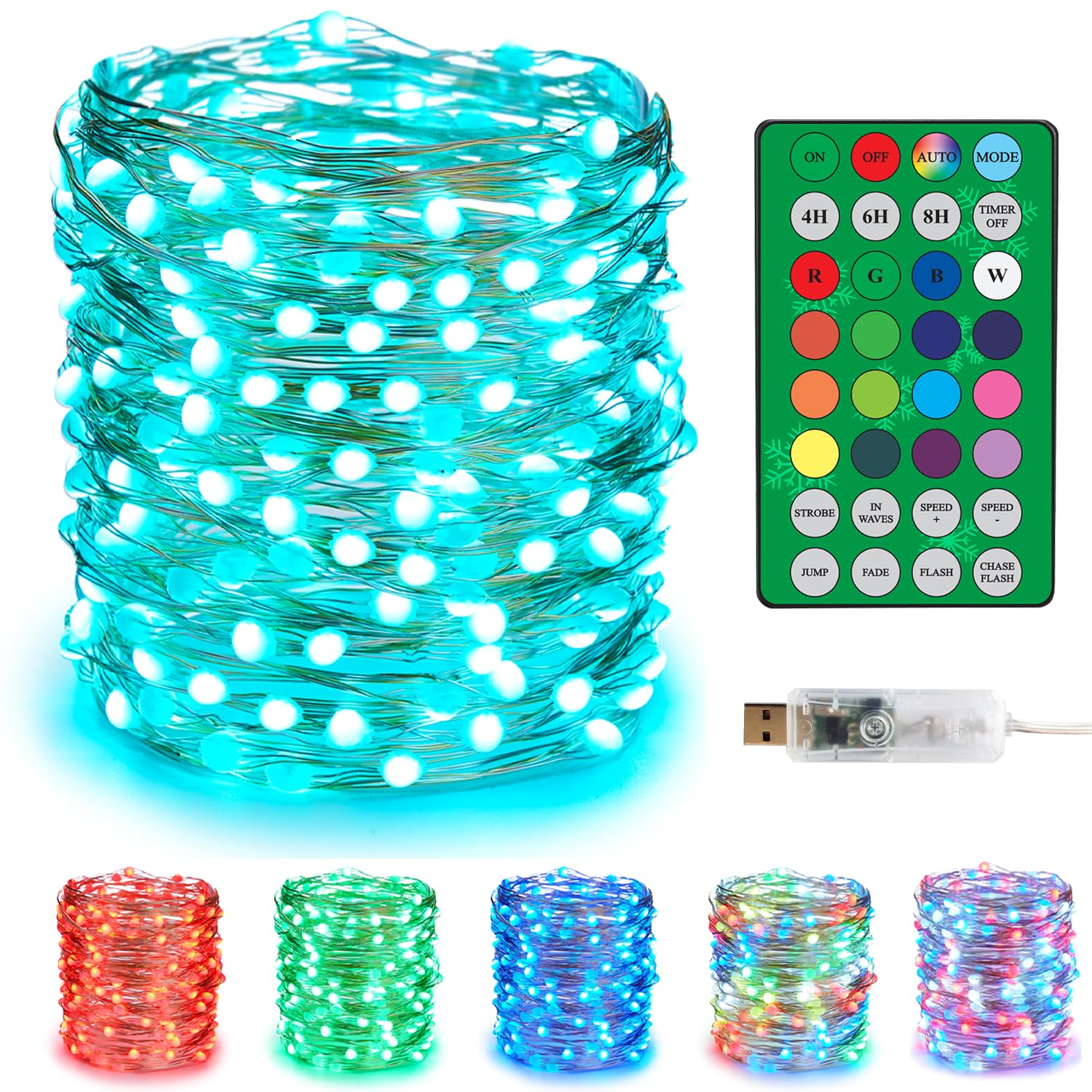 100 LED Color Changing Fairy String Lights - 33ft Twinkle Lights with Remote & Timer, Multicolor Outdoor/Indoor Christmas Decor for House, Tree, Holiday Party, Wedding & Bedroom - Perfect for Xmas, Garden, Patio & Home Decoration