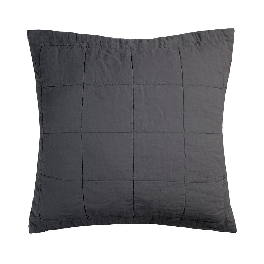 Premium French Flax Linen Quilted Euro Pillow Sham - Breathable & Luxurious Bedding by Bambury | Perfect for Master Bedroom, Guest Room & Boho Chic Decor
