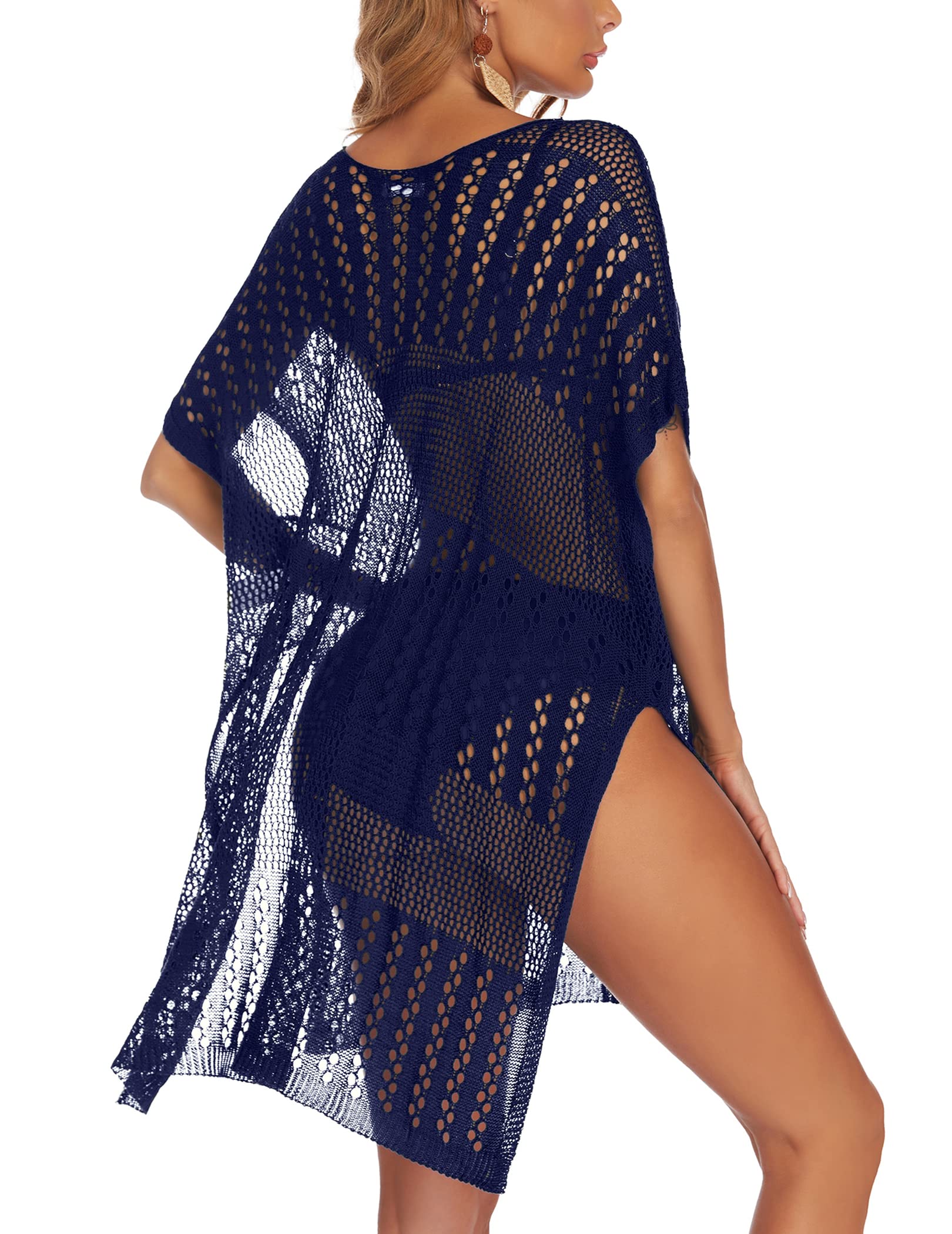 Women's Sexy Crochet Bikini Cover Up Dress - AOLRO Beach Swimsuit Summer Pool Party Swimwear for Tropical Vacation