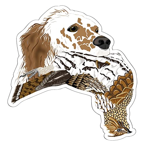 Red English Setter with Grouse Hunting Dog Vinyl Sticker Decal - Perfect for Laptops, Water Bottles & Hunting Gear Accessories