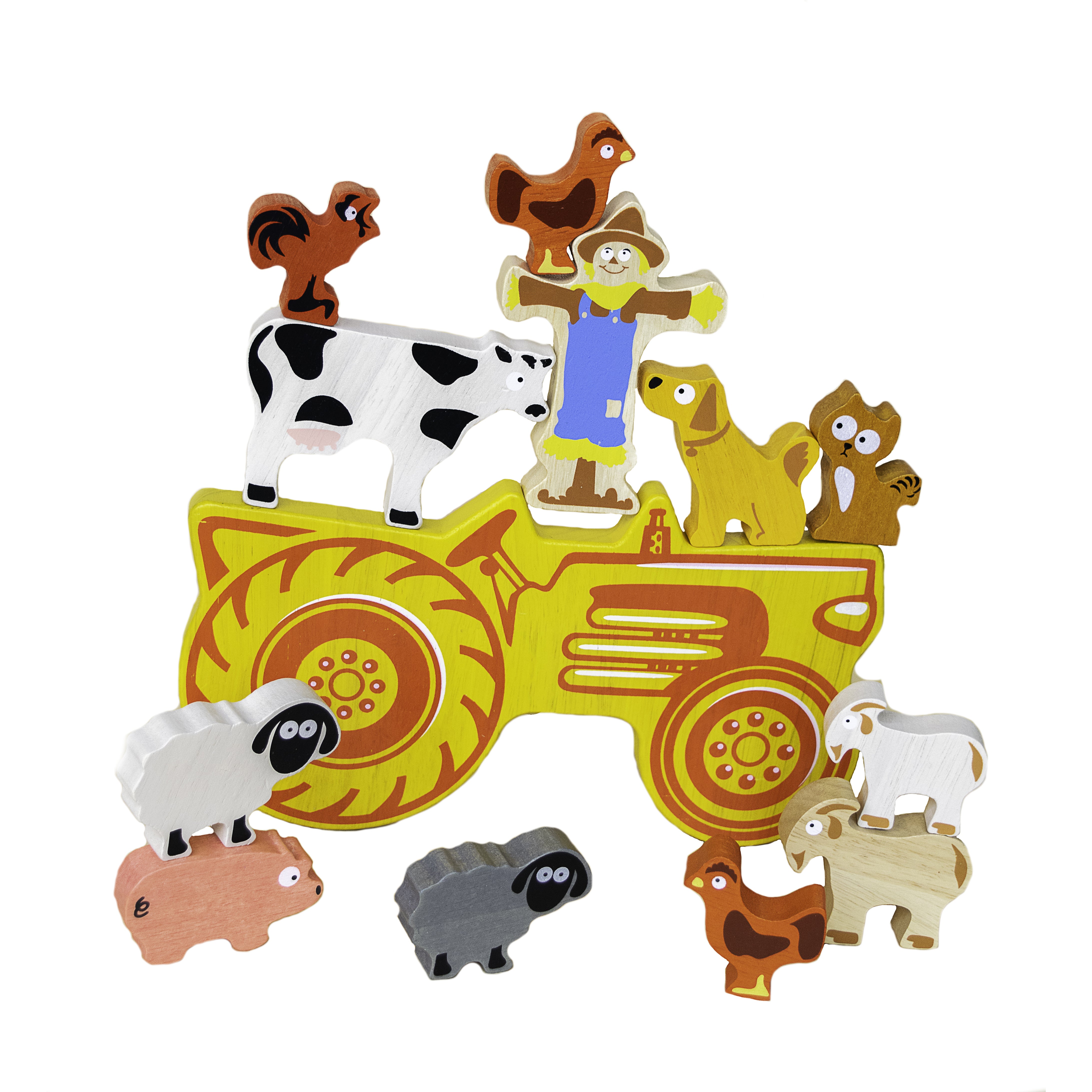 BeginAgain Tractor Stacker - Wooden Farm Toy for Toddlers | Educational Stacking Blocks for Kids | Perfect for Farm-Themed Playrooms & Early Childhood Development