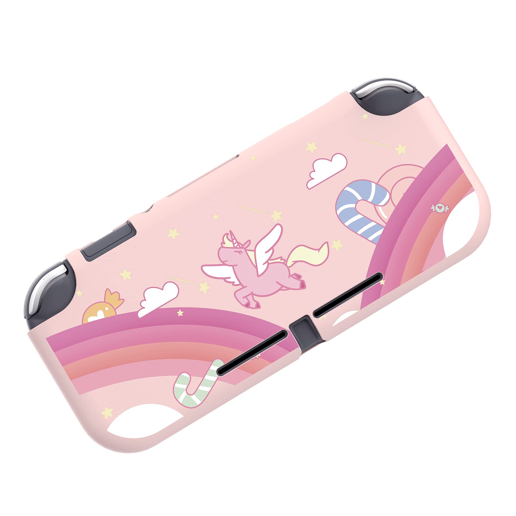eXtremeRate PlayVital Protective Case Cover for Nintendo Switch Lite - Shockproof & Scratch-Resistant Unicorn Rainbow Design - Perfect for Gaming, Travel, and Everyday Protection