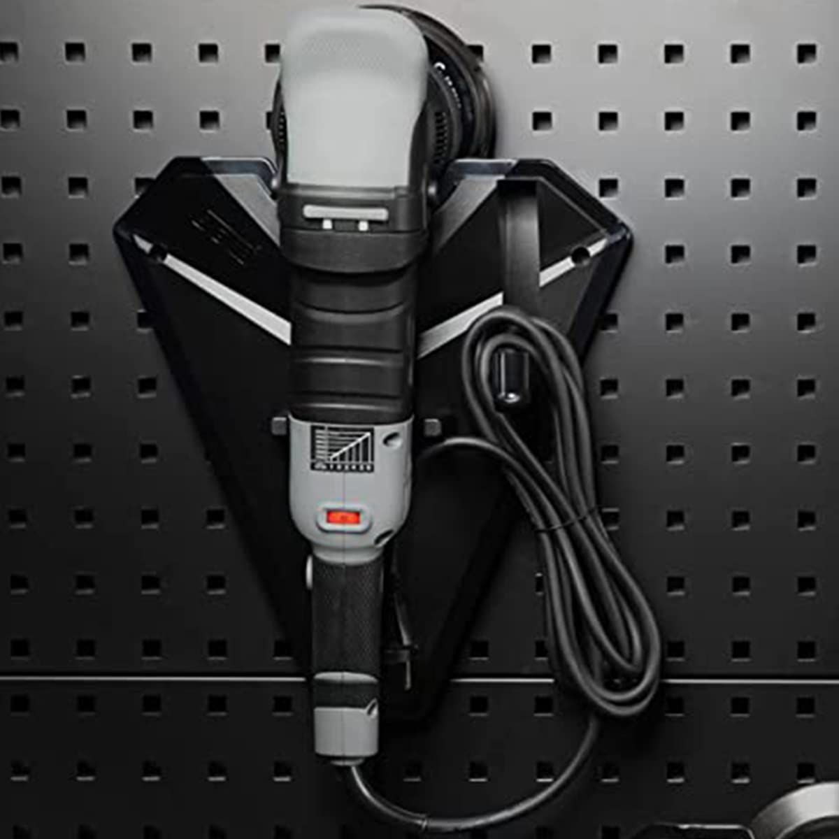 Wall Mounted Polisher Holder & Storage Rack with Cable Winder Bracket - Auto Detailing Tool Organizer for Car Polishing Machines | Garage Workshop & Professional Detailing Station Organization