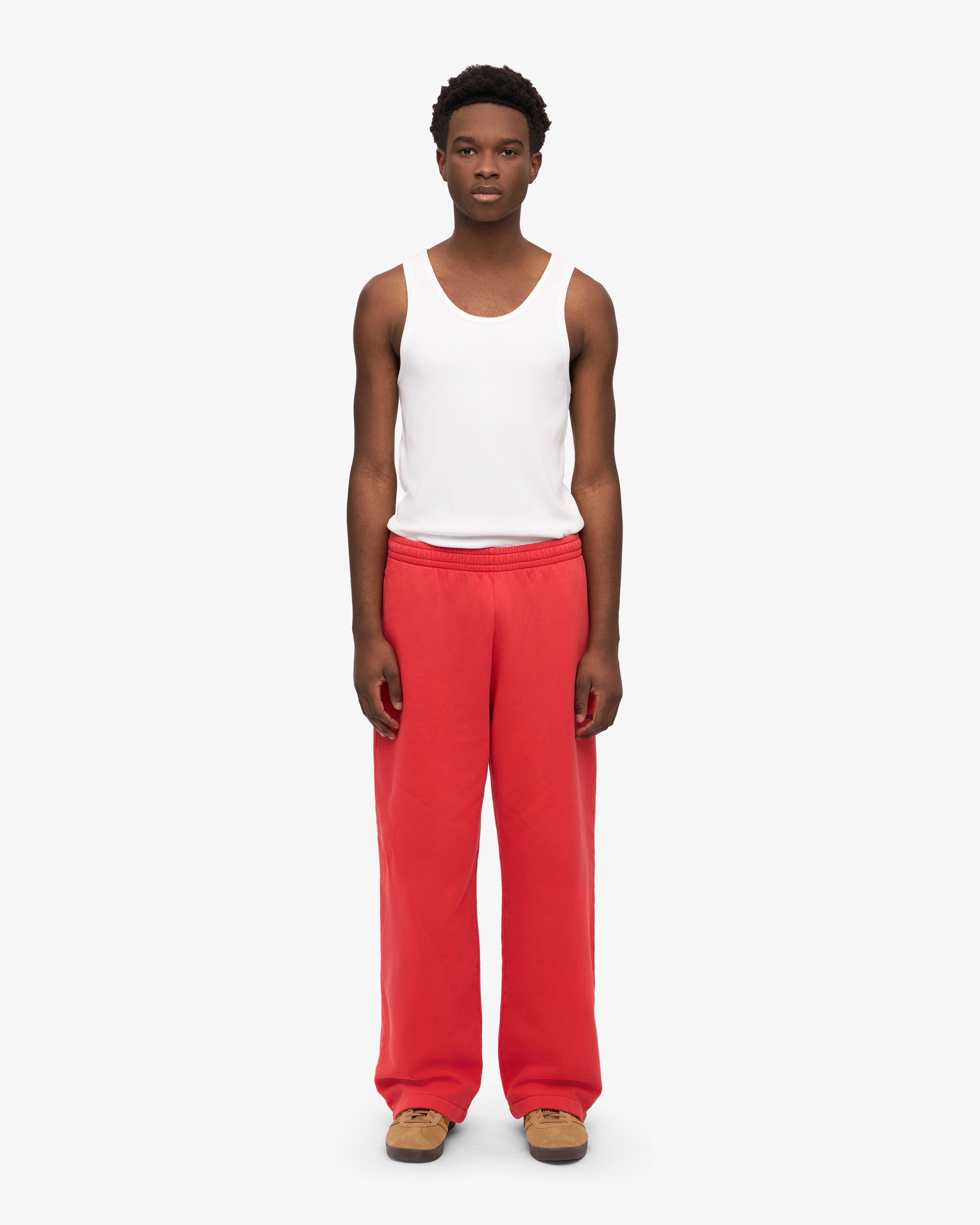 Organic Straight Leg Sweatpants for Women - Soft Red Tangerine Lounge Pants - Comfortable Cotton Joggers for Yoga, Running & Home Relaxation