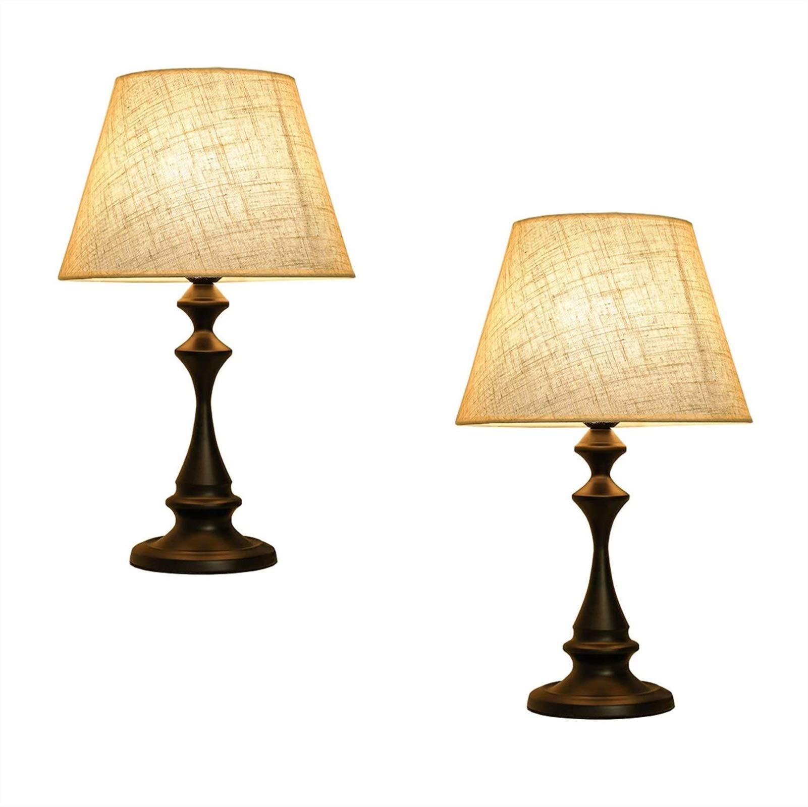 Modern Black Bedside Table Lamps Set of 2 - 20 Inch Height Adjustable Desk Lamp for Bedroom, Dorm, Living Room & Office - Perfect for Reading, Working & Nightstand Lighting