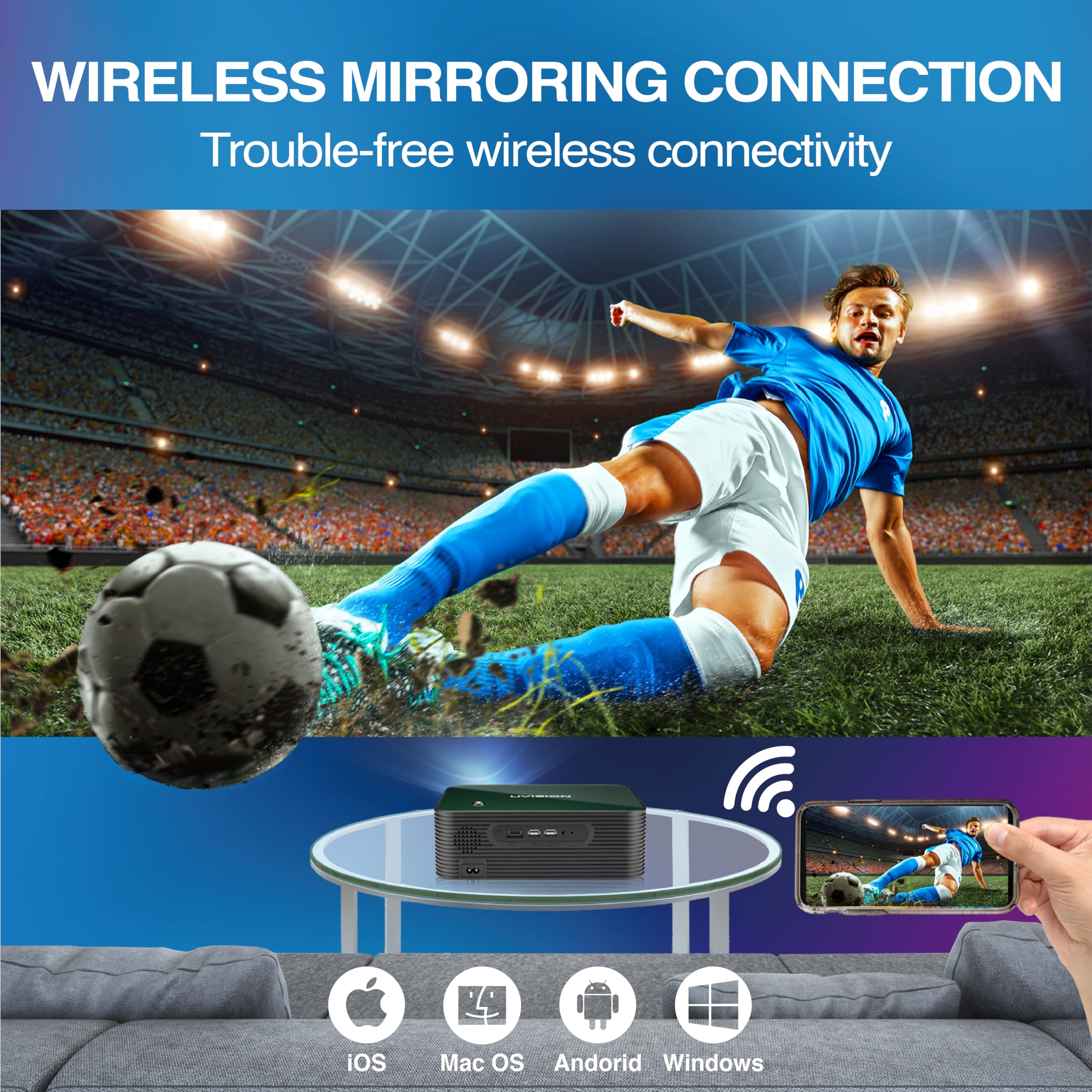 X1 Native 1080P Wireless Projector with Carry Case - Portable Home Theater Projector with Keystone Correction, Dual Speakers & Mounting Options | Compatible with Roku/TV Stick/Laptop/Phone/Tablet/PS5 | Perfect for Outdoor Movies, Home Entertainment & Office Presentations