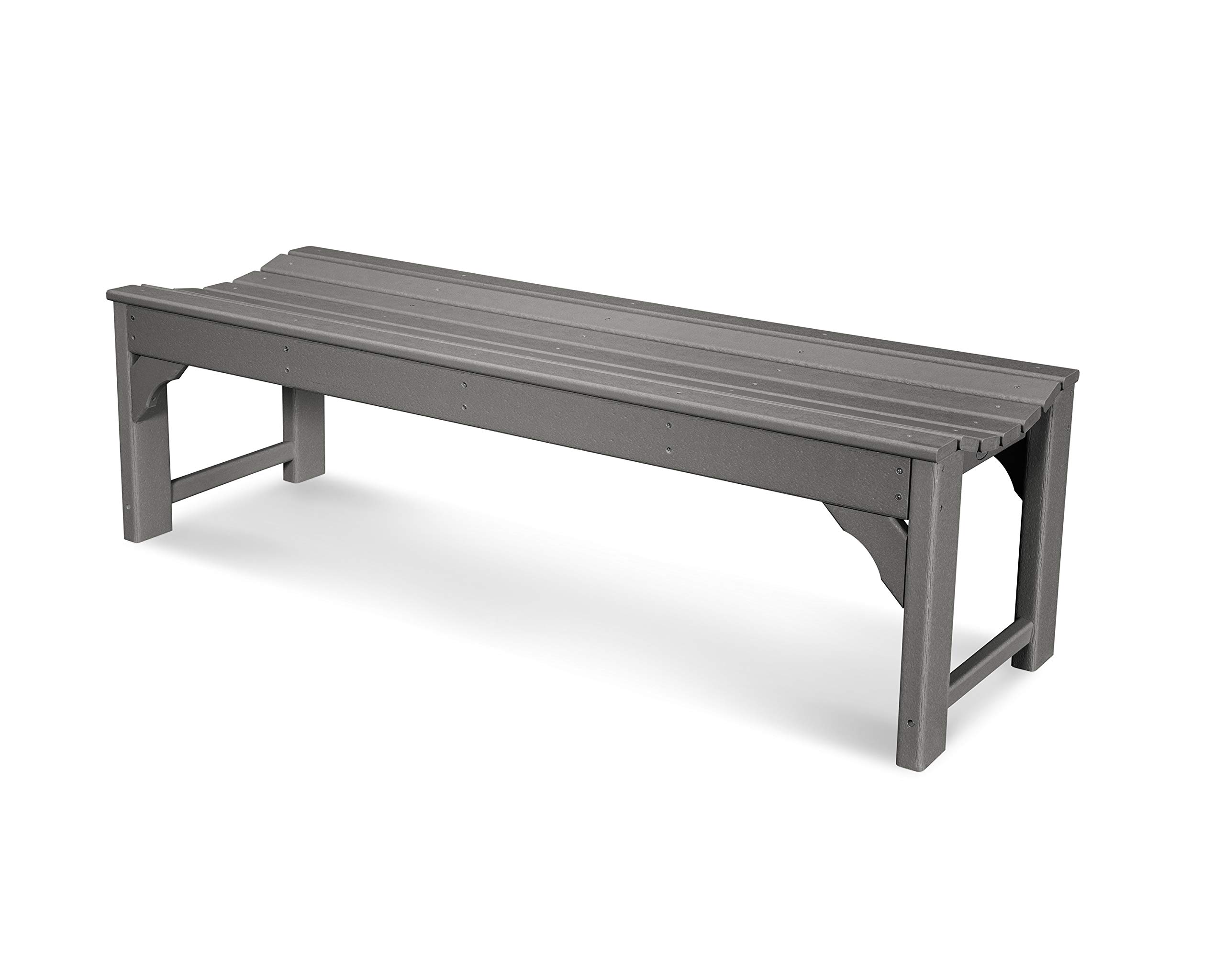 POLYWOOD® Traditional Outdoor Garden Bench - Durable Slate Grey Patio Furniture for Backyard, Porch & Deck - Weather-Resistant & Low Maintenance