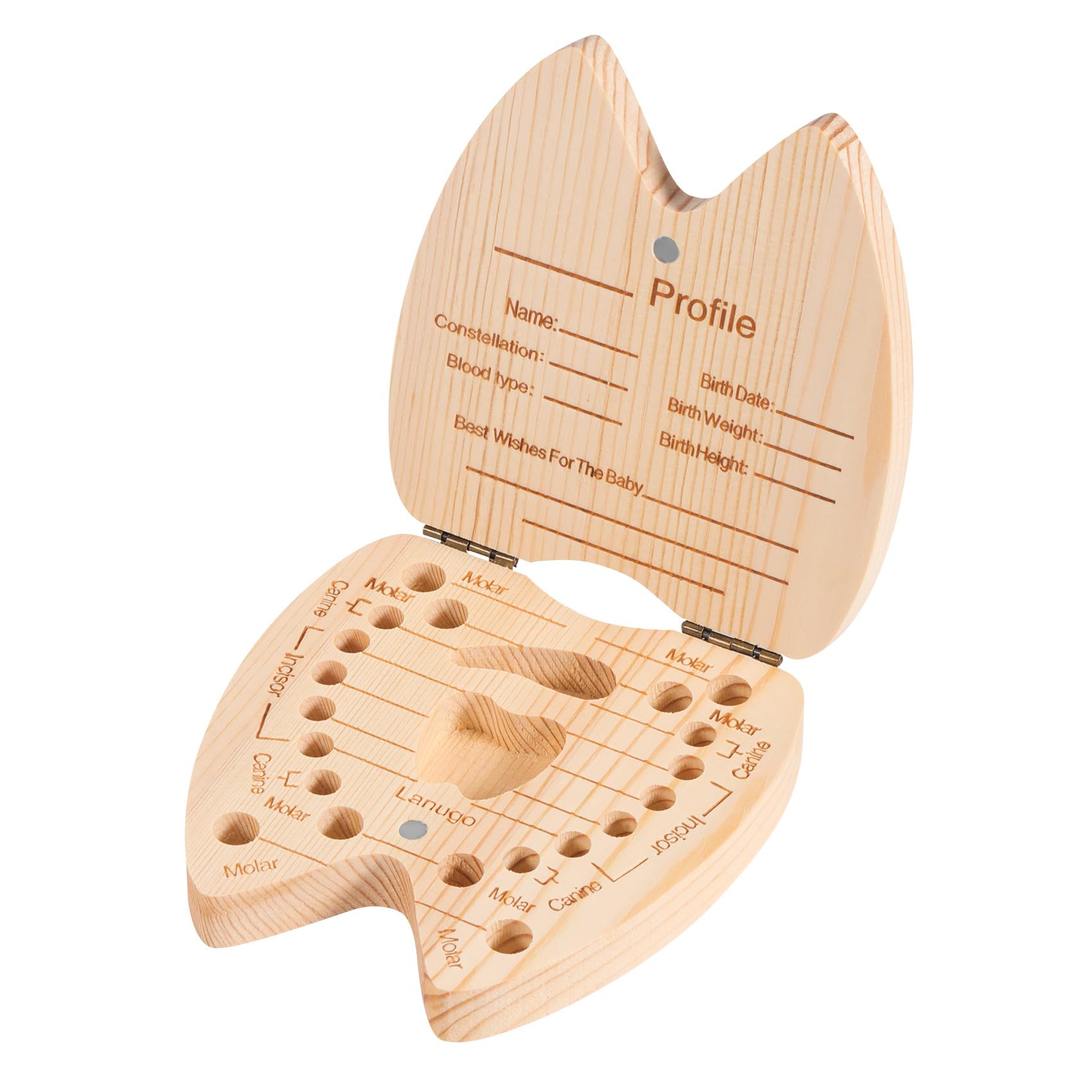 Annhua Wooden Tooth Fairy Box for Boys - Baby Tooth Keepsake Storage for 20 Teeth, Umbilical Cord & Hair with Memory Book - Perfect First Tooth Gift & Childhood Milestone Organizer for Nursery Decor