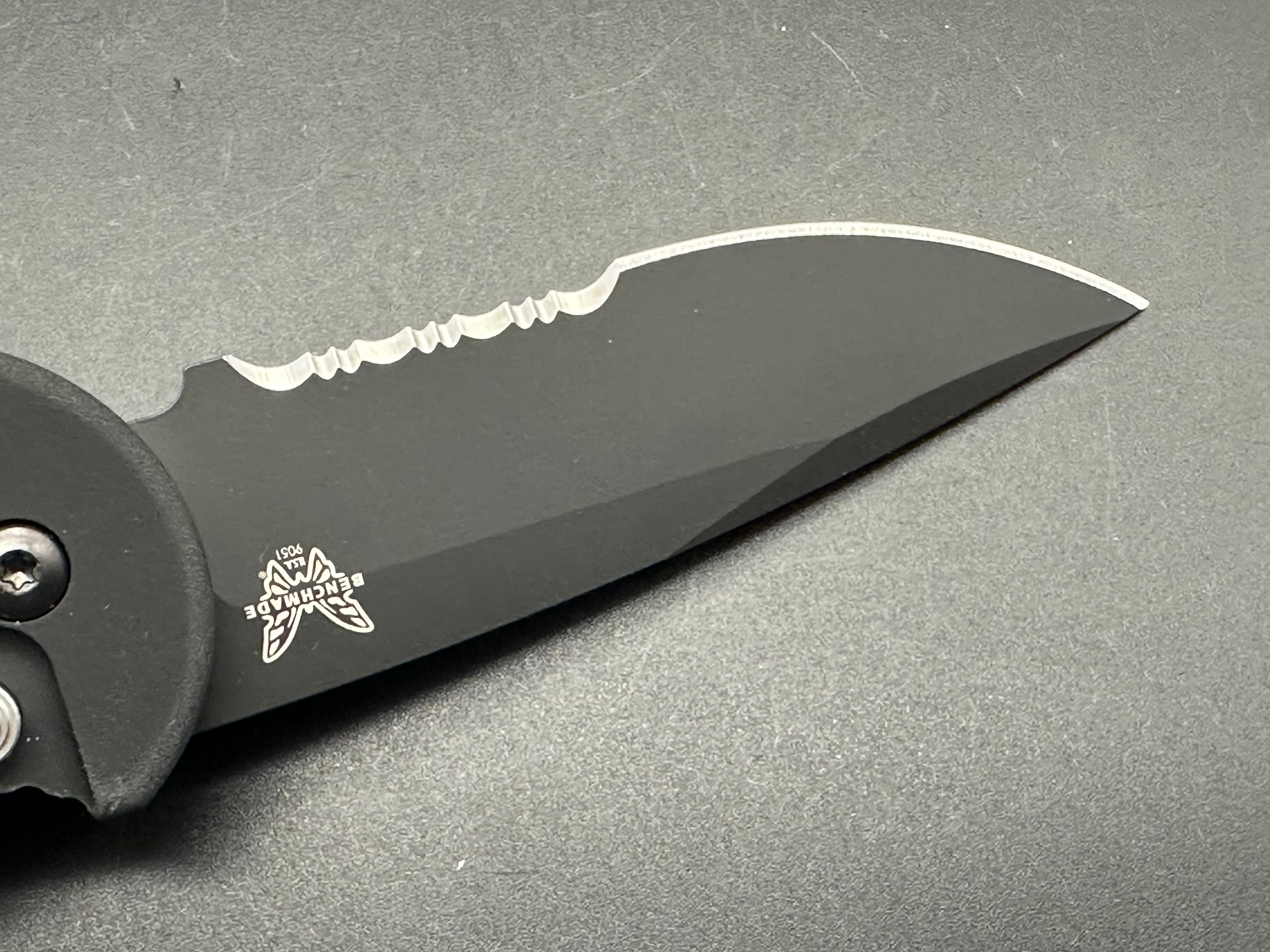Benchmade 9051 AFO II Tactical Folding Knife - Black Aluminum Handle with 154CM Partially Serrated Blade for Outdoor Survival, Camping & EDC