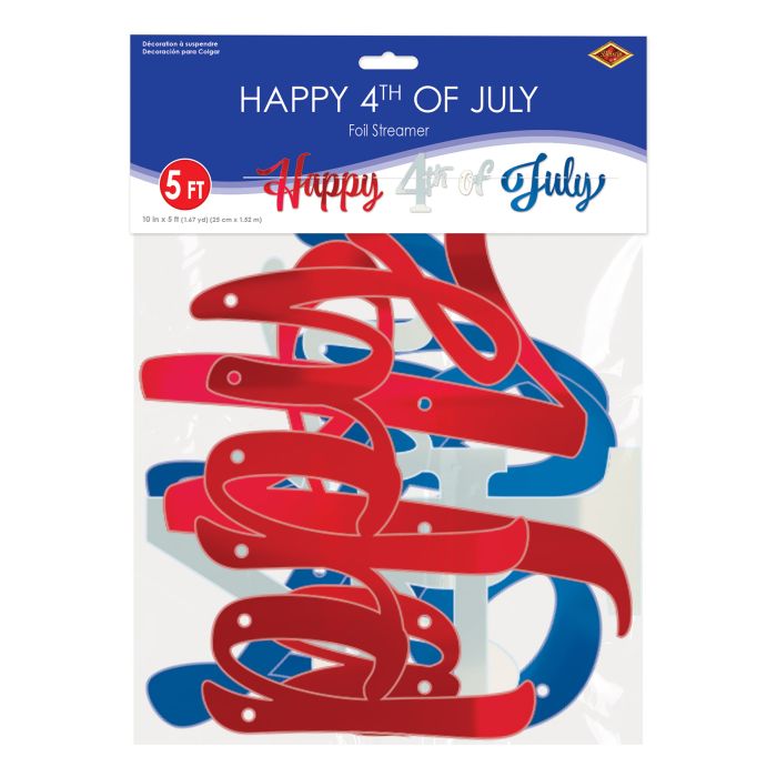 12 Pack Beistle Foil Happy 4th Of July Streamers - Patriotic Party Decorations for Independence Day Celebrations, Parades & Backyard BBQs