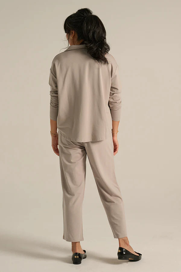 Stevie Top in Taupe - Stylish Women's Casual Blouse for Everyday Wear, Office & Outings