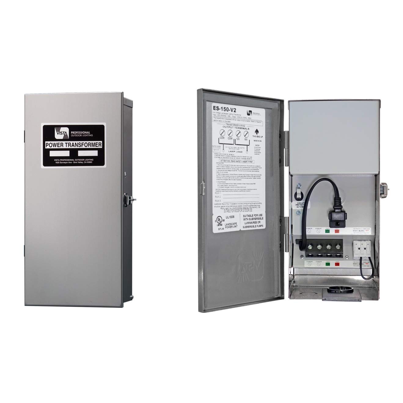 Vista ES Series Energy Smart Transformer 150W - Dual Voltage Taps (12V & 15V) for Landscape Lighting & Outdoor LED Applications