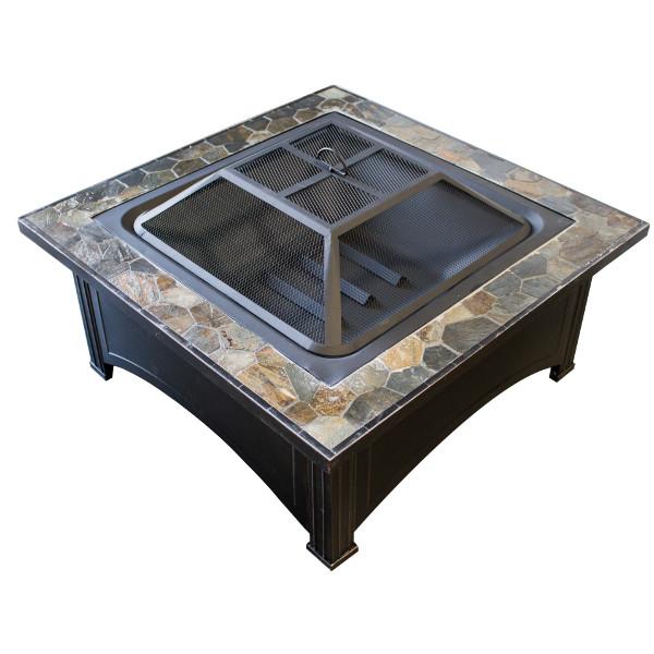 Premium Outdoor Slate Top Wood Burning Fire Pit - Heavy Duty Steel Fireplace for Backyard, Patio, and Camping - Perfect for Roasting Marshmallows, Bonfires & Outdoor Gatherings