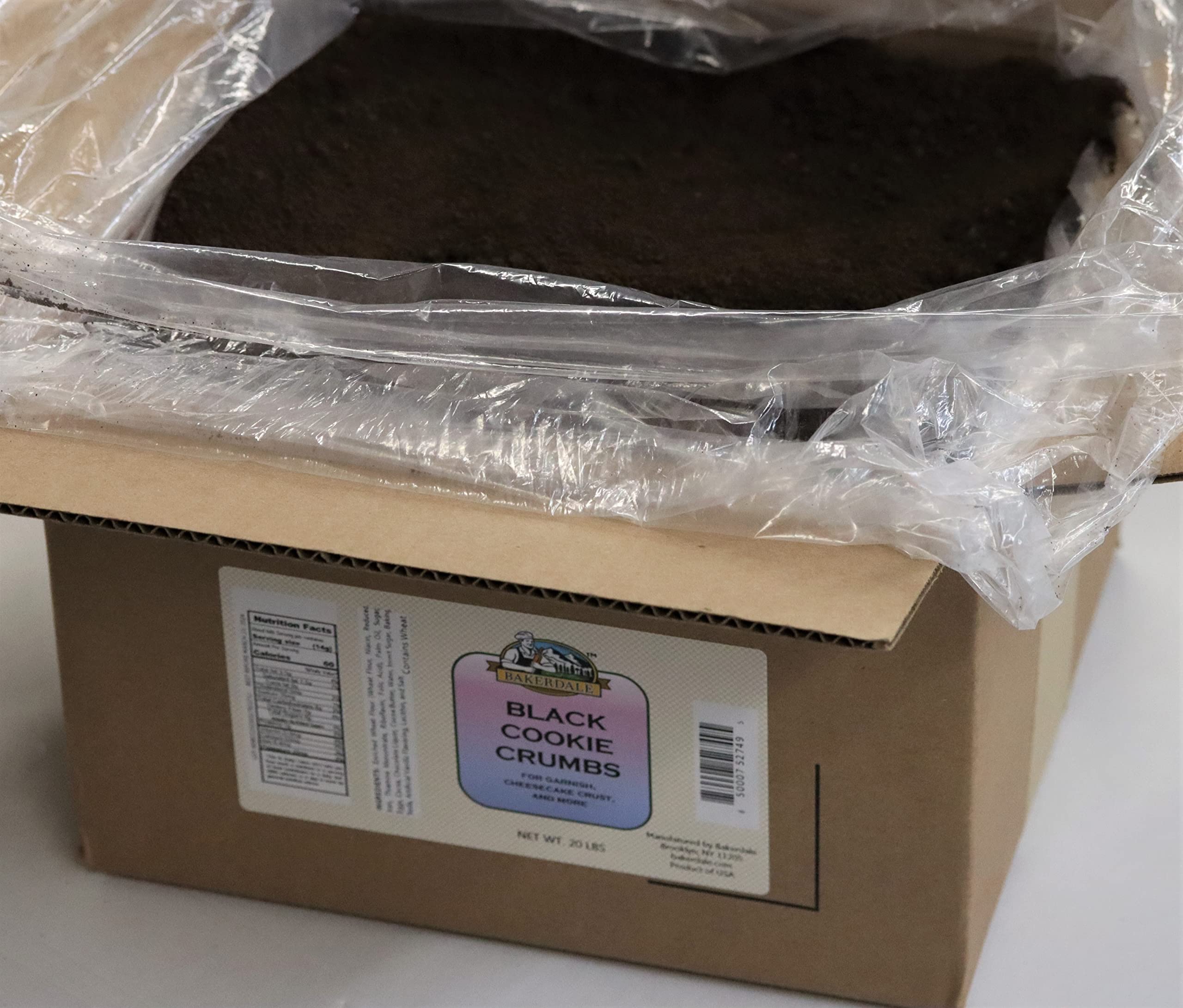 Bakerdale Premium Black Chocolate Cookie Crumbs - 20 Lbs Bulk (For Pie Crust, Cake Decorating, Dessert Toppings & Ice Cream Garnish) - Ideal for Bakeries, Cafés & Home Baking