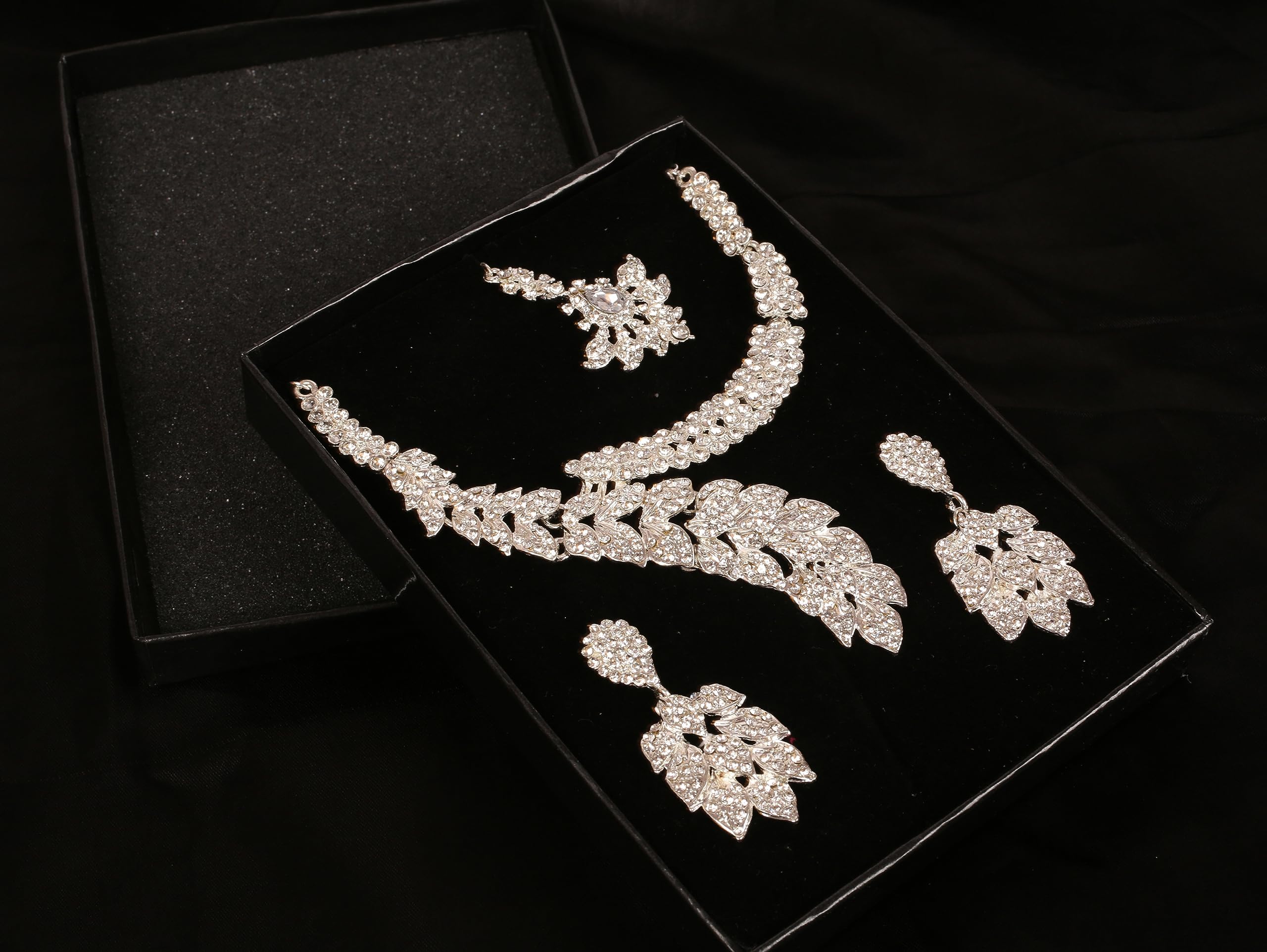 Indian Hollywood Paisley Scarf Crystal Necklace Set for Women - Party & Wedding Jewelry
