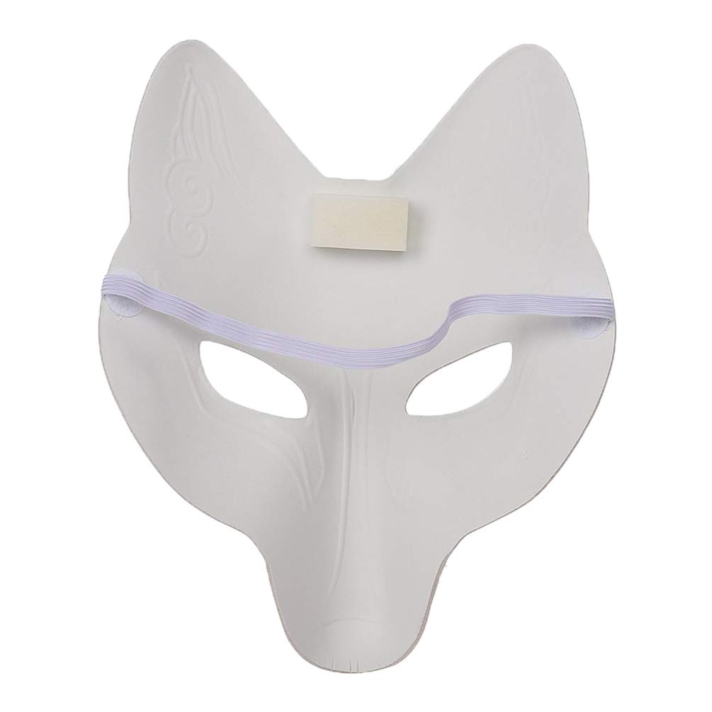 PRETYZOOM DIY Fox Mask - Blank Kitsune Kabuki Mask for Halloween Cosplay, Masquerade Party & Photo Props | Japanese Style PU Fox Costume Accessory for Women & Men | Perfect for Cosplay Events, Theater Performances & Themed Parties