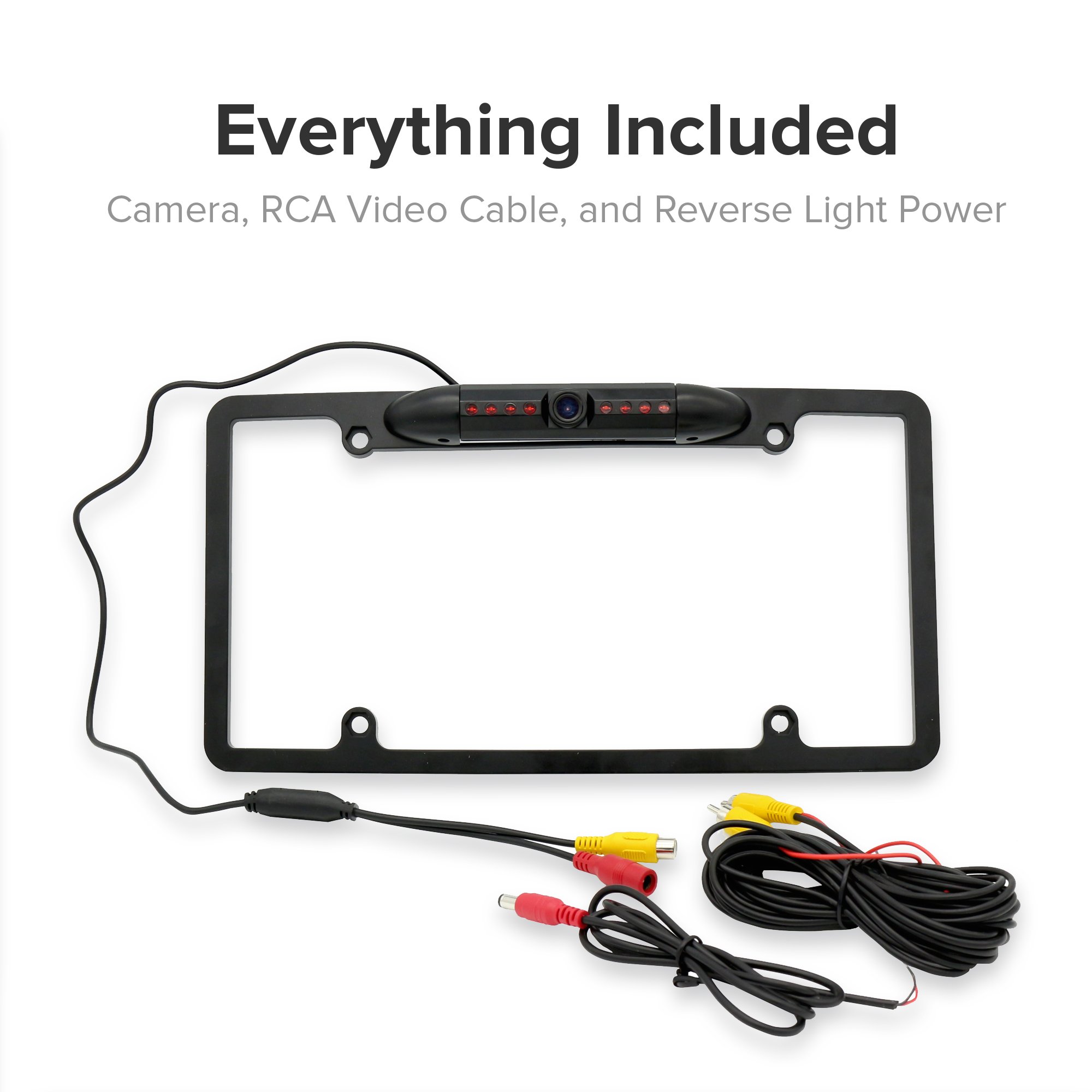Master Tailgaters Universal Full License Plate Frame Backup/Front Camera - 8 IR LED Night Vision, IP68 Waterproof, 170° Wide Angle, Metal Construction with Parking Grid Lines - Perfect for Cars, Trucks & SUVs Parking Assistance & Night Driving Safety