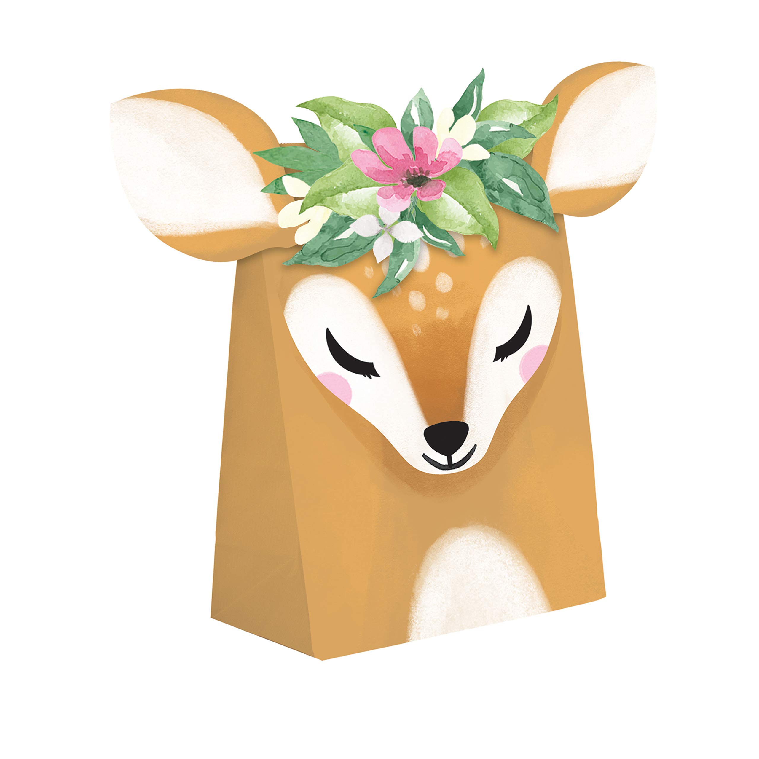 Little Deer Birthday Party Favor Bags - 8 Count Cute Animal Design Treat Bags for Kids Birthday, Baby Shower & Holiday Celebrations - Perfect for Candy, Gifts & Goodie Bags