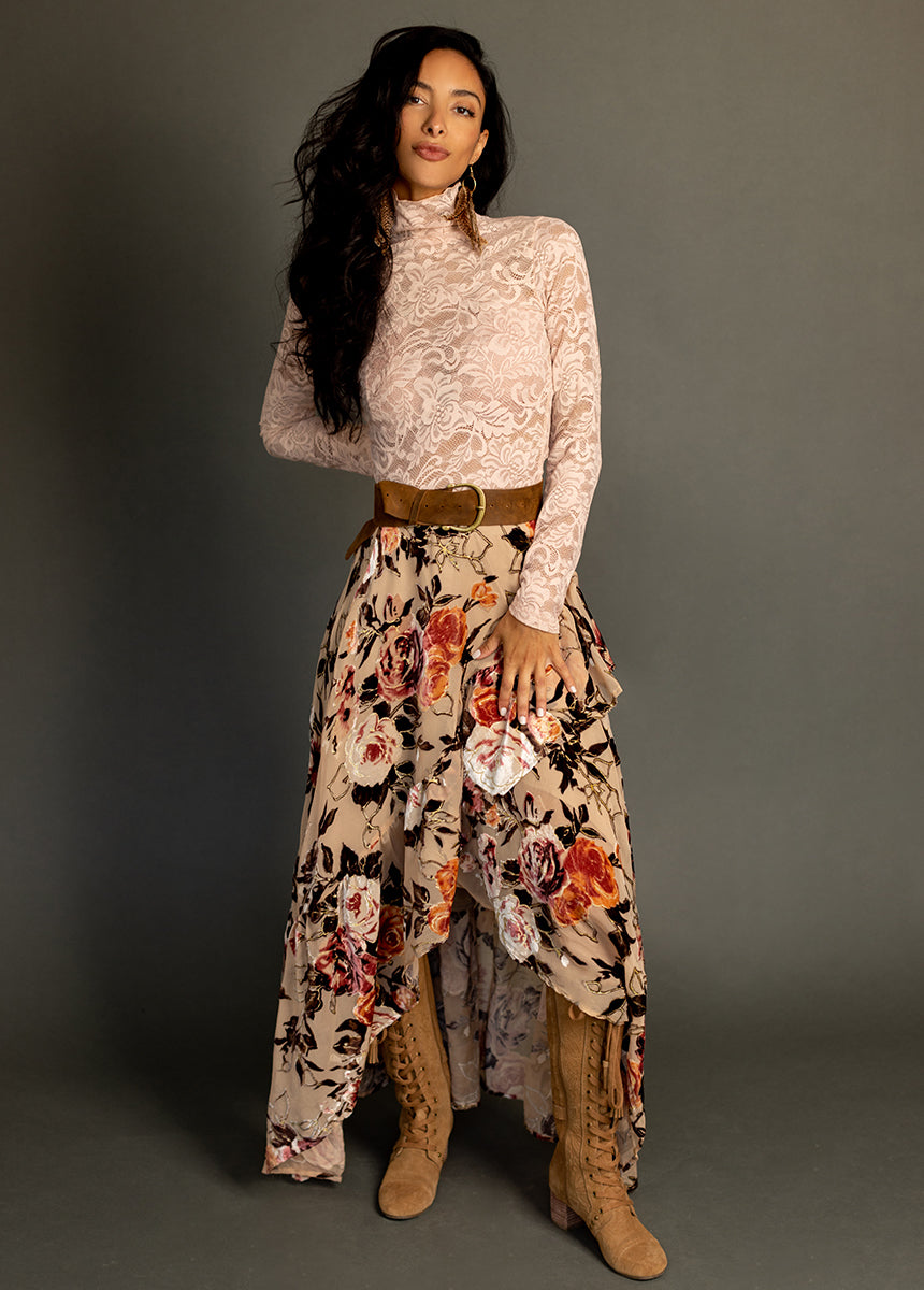 Devina Women's Flowy Midi Skirt in Cream - Elegant A-Line Design for Casual & Office Wear | Perfect for Spring & Summer Outfits