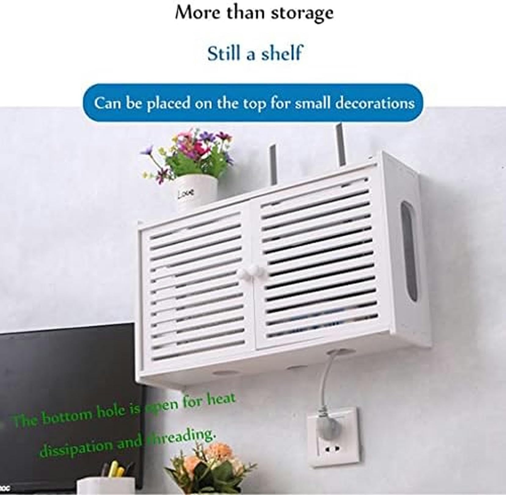 Wall Mounted WiFi Router Storage Box - Adjustable Floating Shelf for Home & Office - Organize and Hide Modem, Router, Cables - Perfect for Living Room, Bedroom, or Workspace