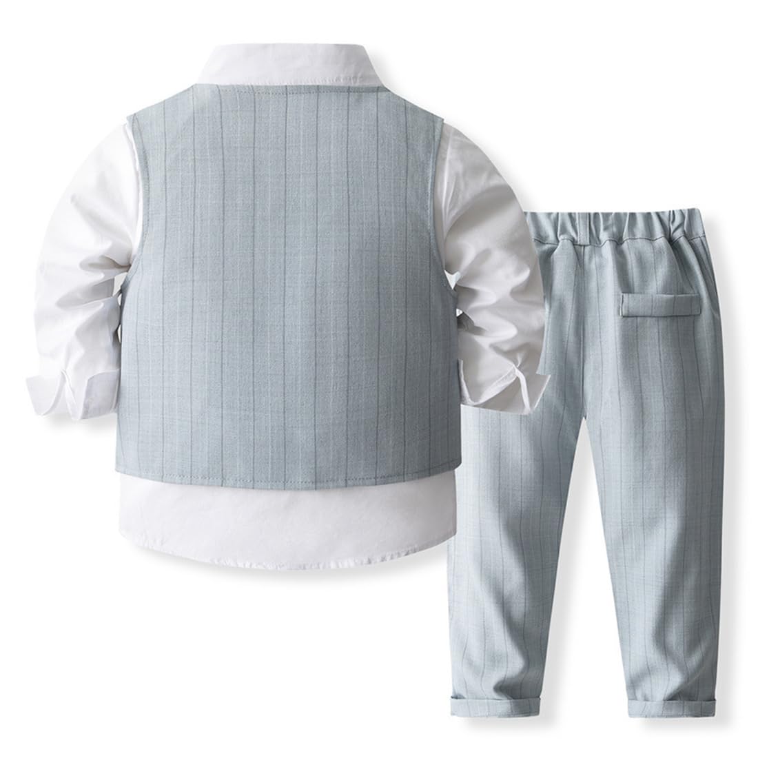 IDOPIP Boys Formal Suit Set - 4PCS Toddler Tuxedo with Bowtie, Shirt, Vest & Pants for Christening, Wedding & Special Occasions | Perfect Gentleman Outfit for Baby Boys