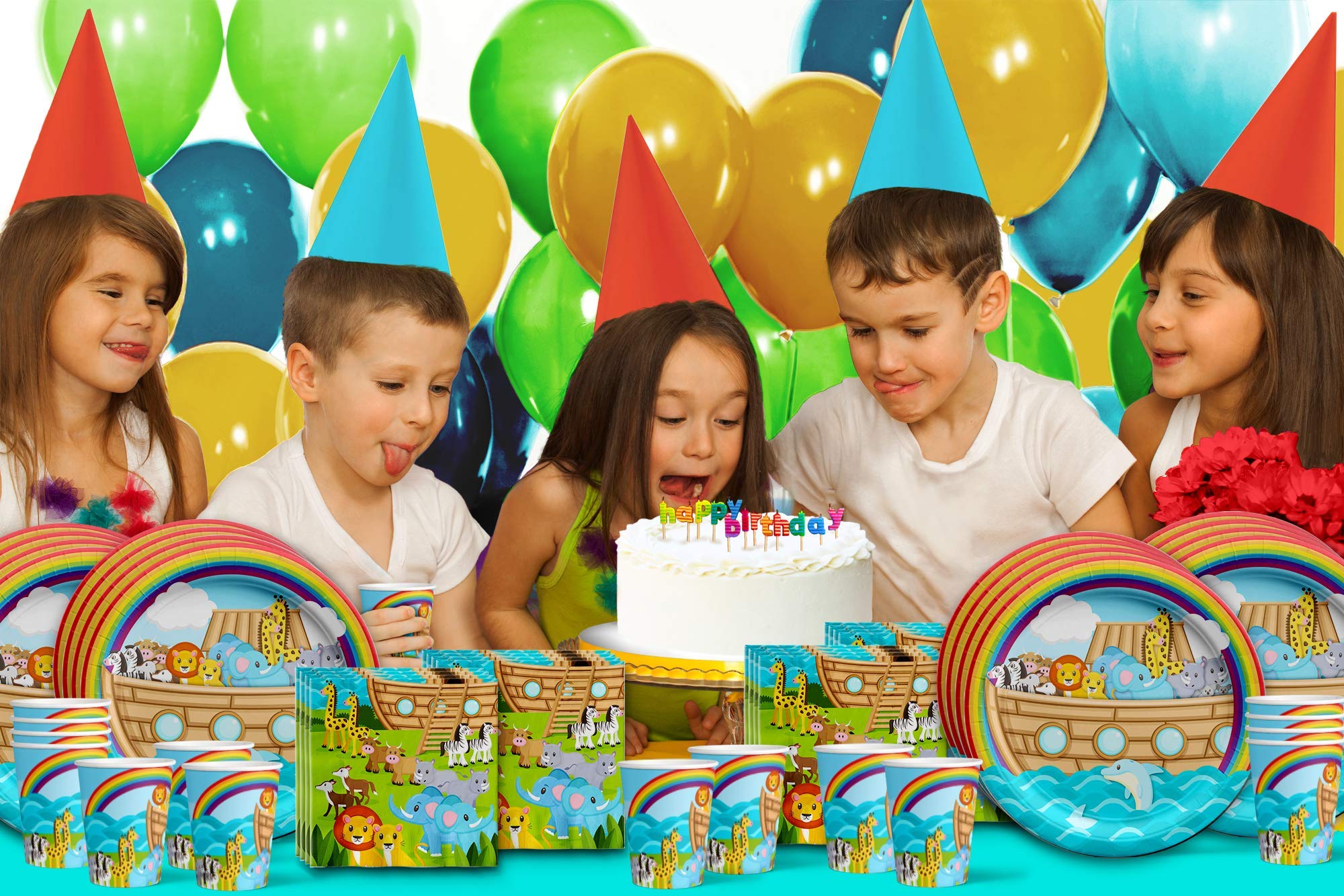 Noah's Ark Themed Birthday Party Supplies Set - 16-Piece Tableware Kit with Plates, Napkins & Cups for Kids' Animal Adventure Party