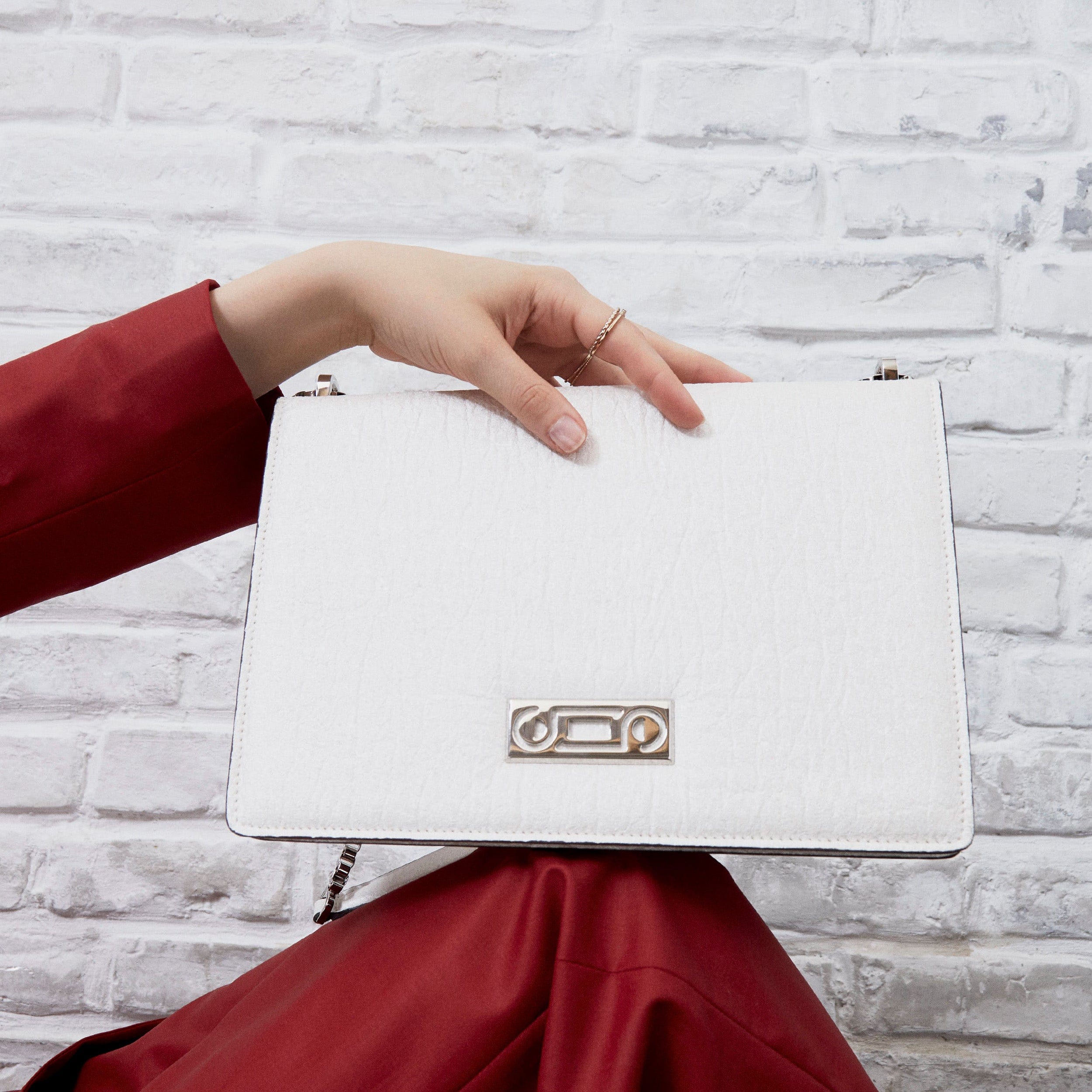 The Cristiana Pinatex® Vegan Shoulder Bag - Pearled White | Eco-Friendly & Cruelty-Free Handbag for Women | Perfect for Work, Travel & Everyday Use