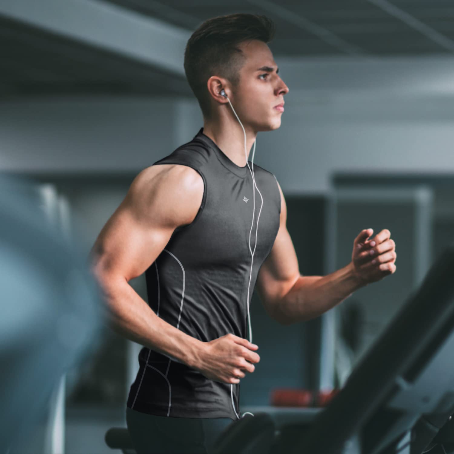 Milin Naco Men's Sleeveless Compression Shirts - UPF 50+ Dry Fit Workout Undershirts & Rash Guard for Gym, Running & Outdoor Activities