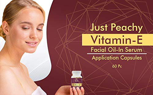Just Peachy Vitamin E Oil & Aloe Vera Serum for Face - 60 Soft-gel Capsules (Pink) - Hydrating & Nourishing Facial Treatment for Dry Skin, Anti-Aging & Night Care