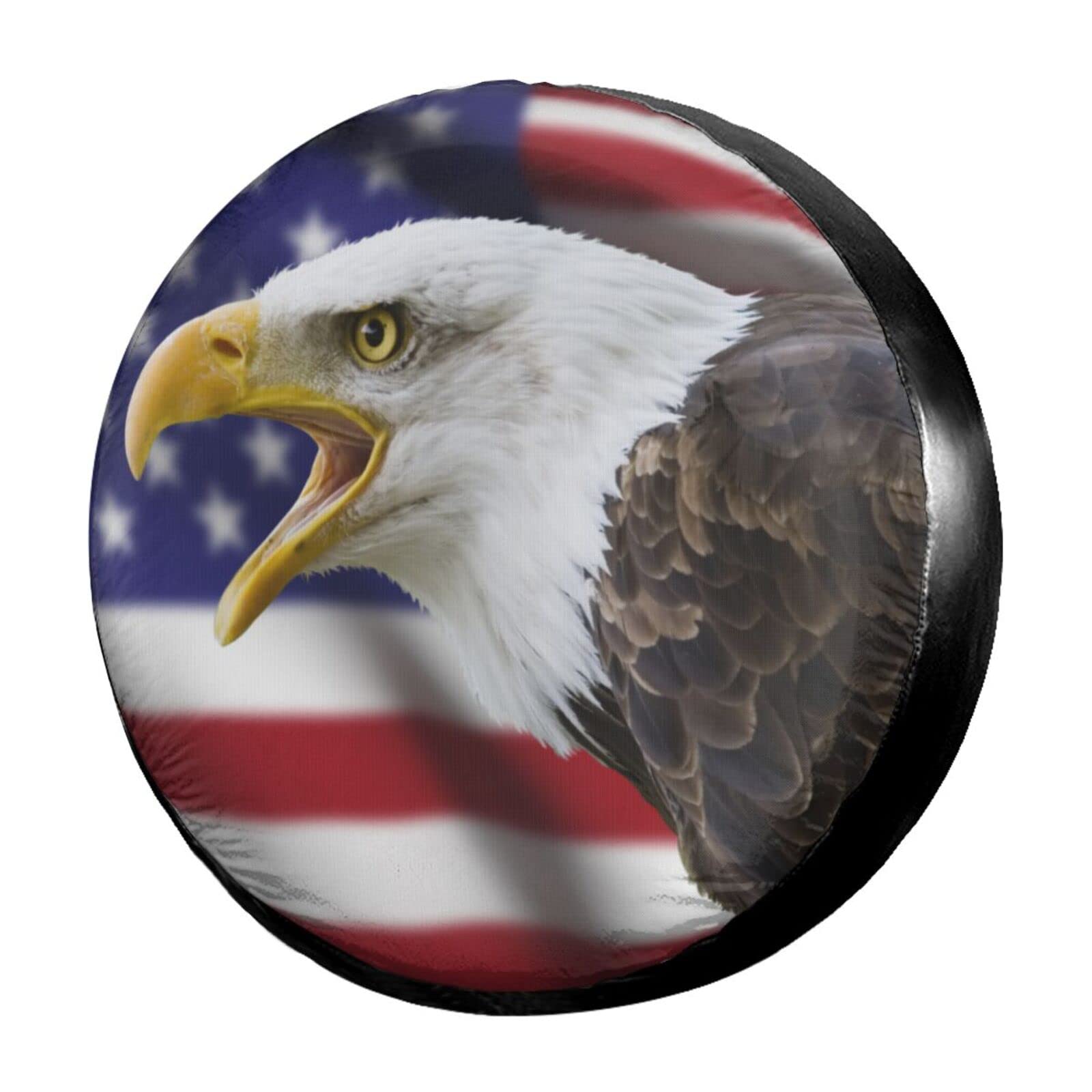 American Flag Eagle Spare Tire Cover - Waterproof & Dustproof 15 Inch Wheel Cover for Jeep, Trailer, RV, SUV & Most Vehicles | Perfect for Off-Road Adventures & Road Trips