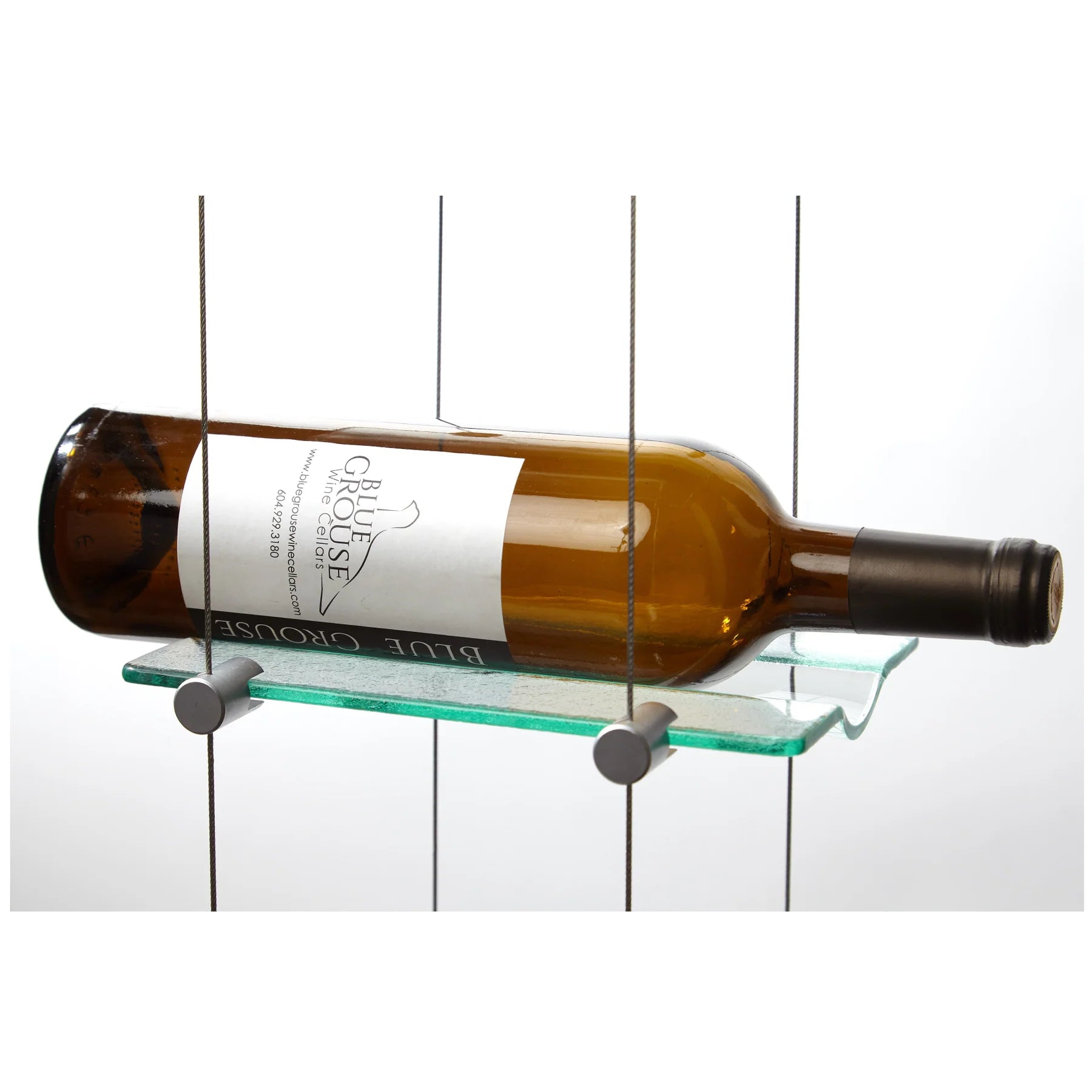 Premium Blue Grouse Glass Cradle with Secure Clips - Floating Wine Display System for Restaurants, Bars & Home Wine Cellars - Perfect for Showcasing Fine Wines & Spirits