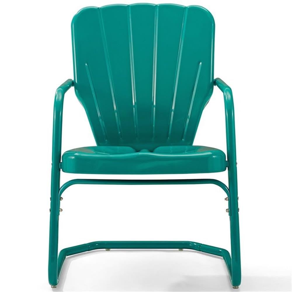 Pemberly Row Turquoise Gloss Metal Patio Chairs (Set of 2) - Outdoor Dining, Poolside Lounging, Garden Seating Furniture for Backyard & Patio