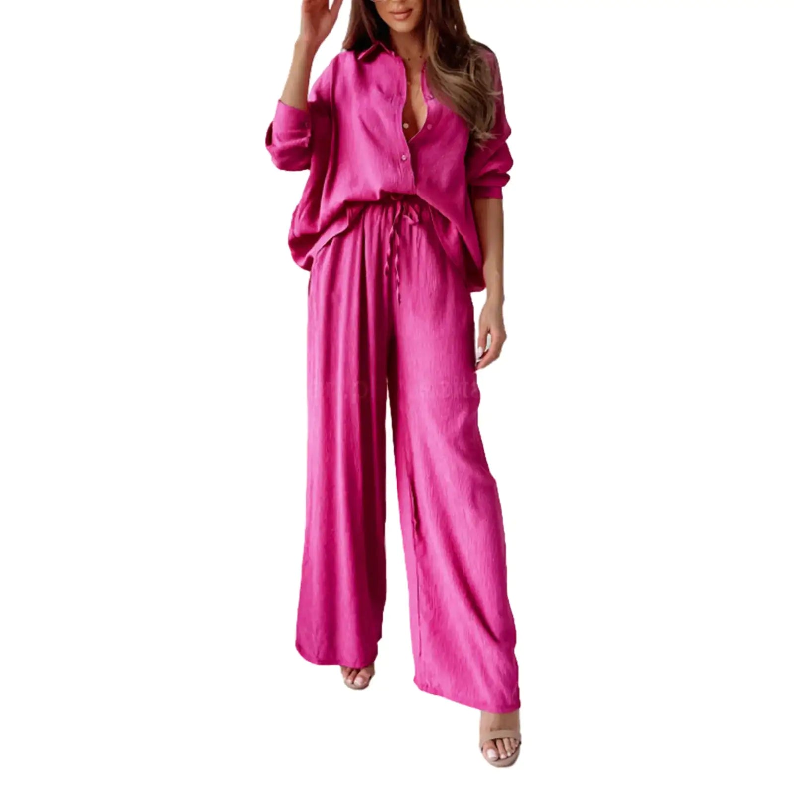 Stylish 2-Piece Women's Outfit Set - Comfortable Blouse & Pants for Work, Casual Wear & Daily Fashion | Trendy Matching Top and Bottom Set
