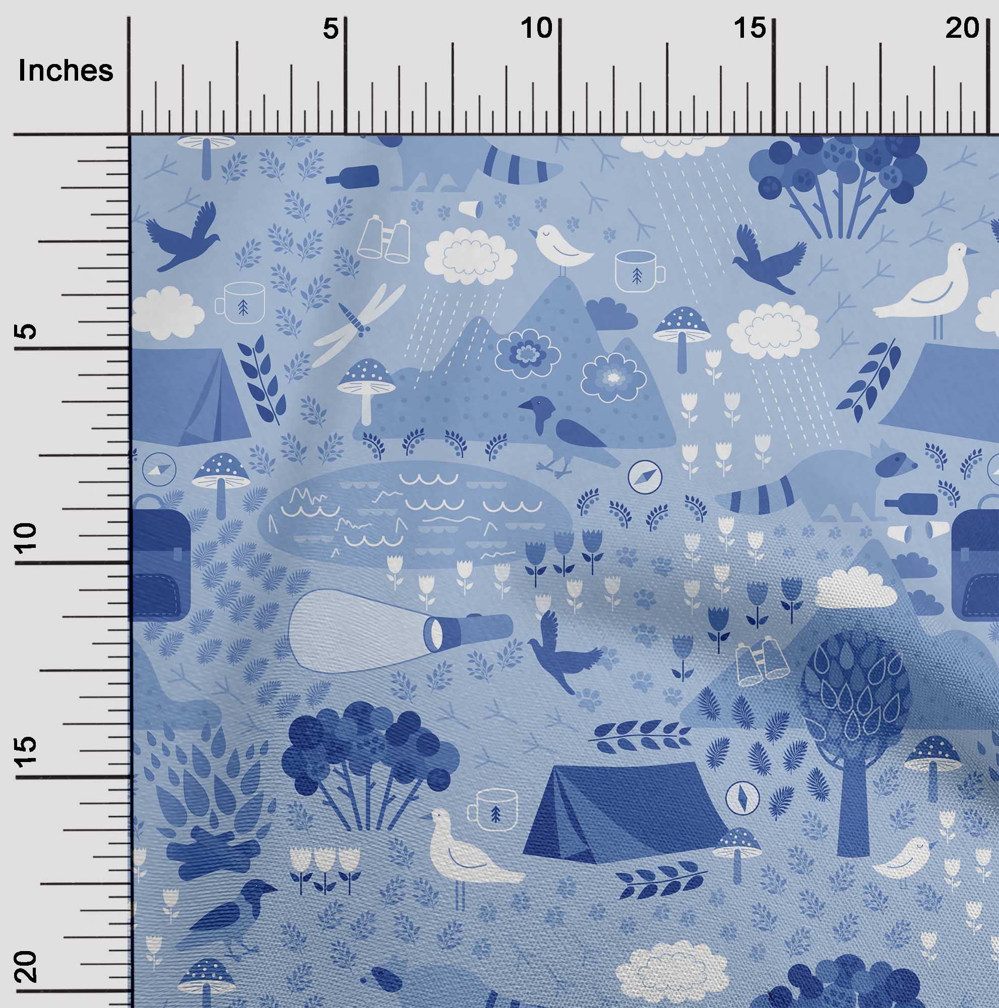 Premium 100% Cotton Jersey Fabric for Kids Clothing - Medium Blue Printed DIY Sewing Material (58
