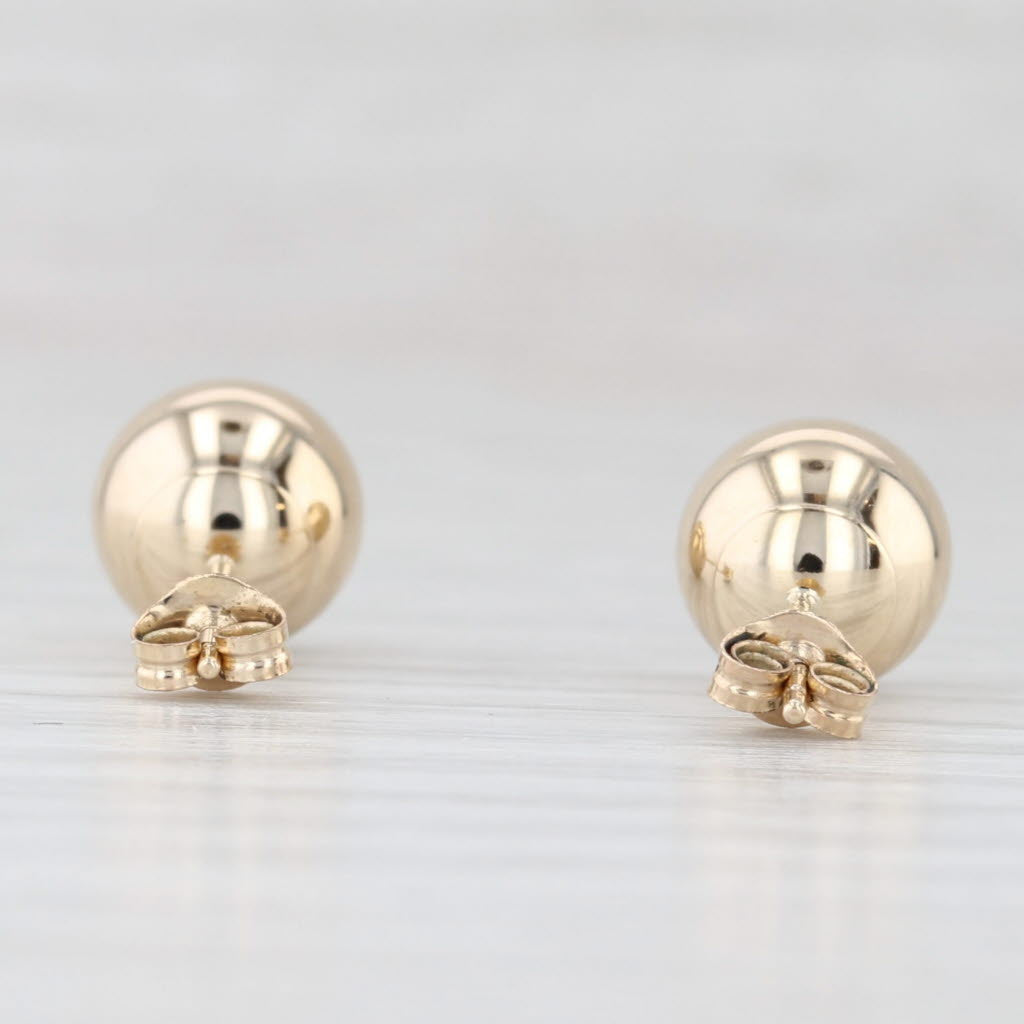 8mm Bead Stud Earrings 14k Yellow Gold - Polished Finish Dainty Earrings for Women - Perfect for Everyday Wear, Work & Special Occasions